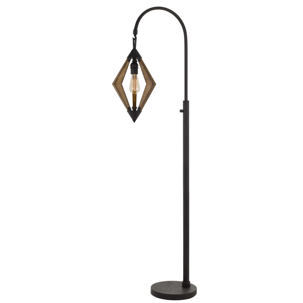 Benjara Bm224843 Tubular Metal Downbridge Floor Lamp With Wooden Accents  Black