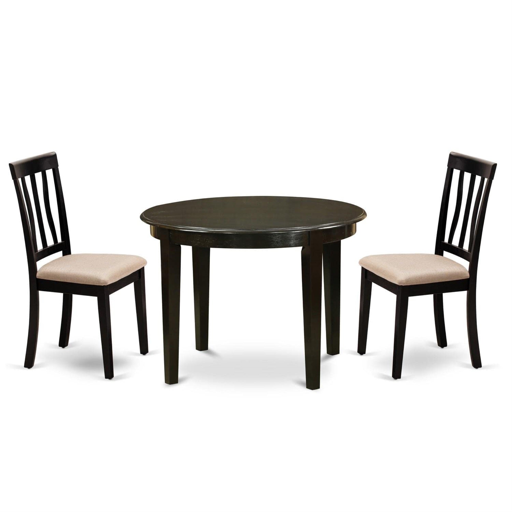 Casafoyer Boan3-Cap-C 3 Piece Kitchen Table Set For Small Spaces Contains A Round Dining Table And 2 Linen Fabric Dining Room Chairs, 42X42 Inch, Cappuccino