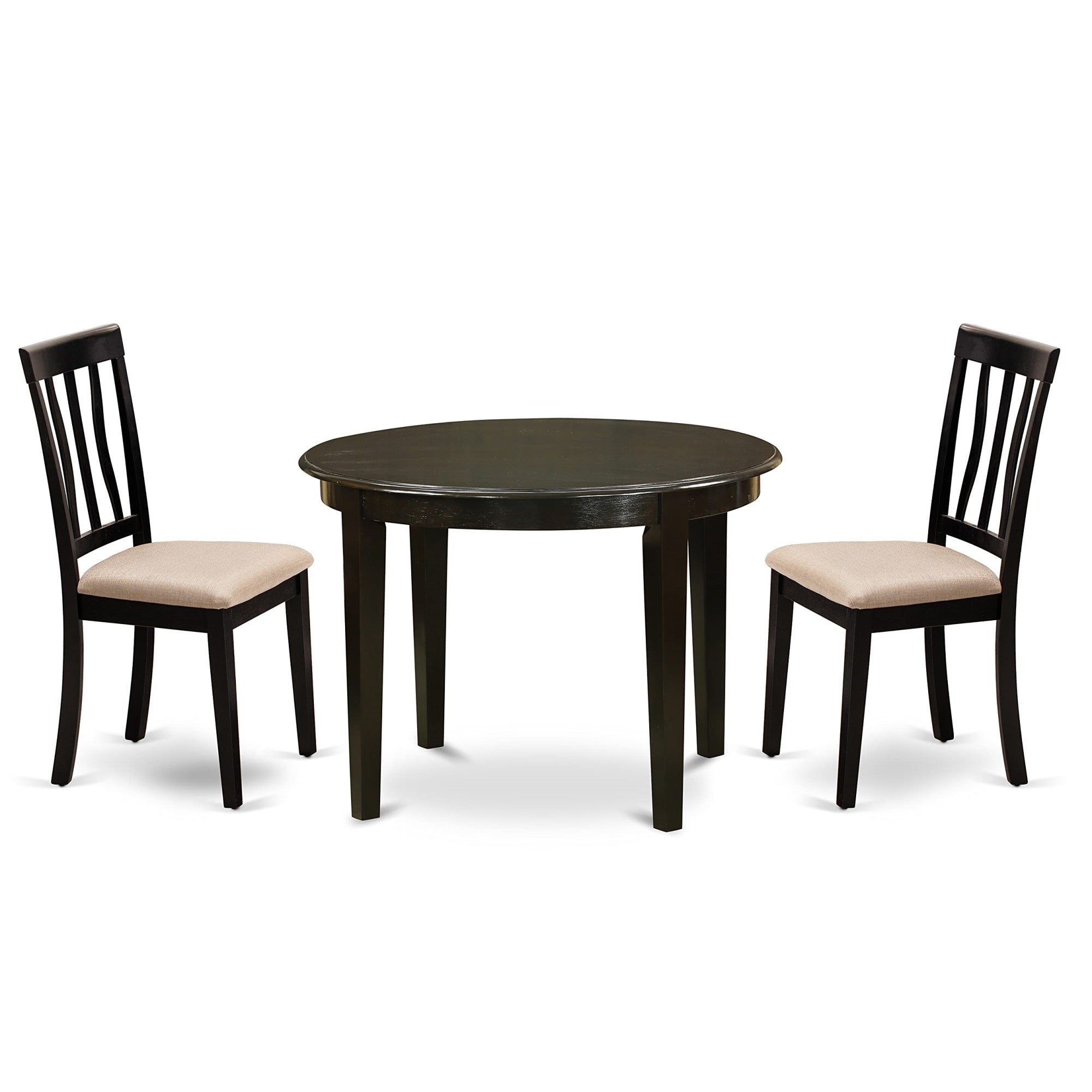 East West Furniture Boan3-Cap-C Boston 3 Piece Kitchen Set For Small Spaces Contains A Round Table And 2 Linen Fabric Dining Room Chairs, Medium