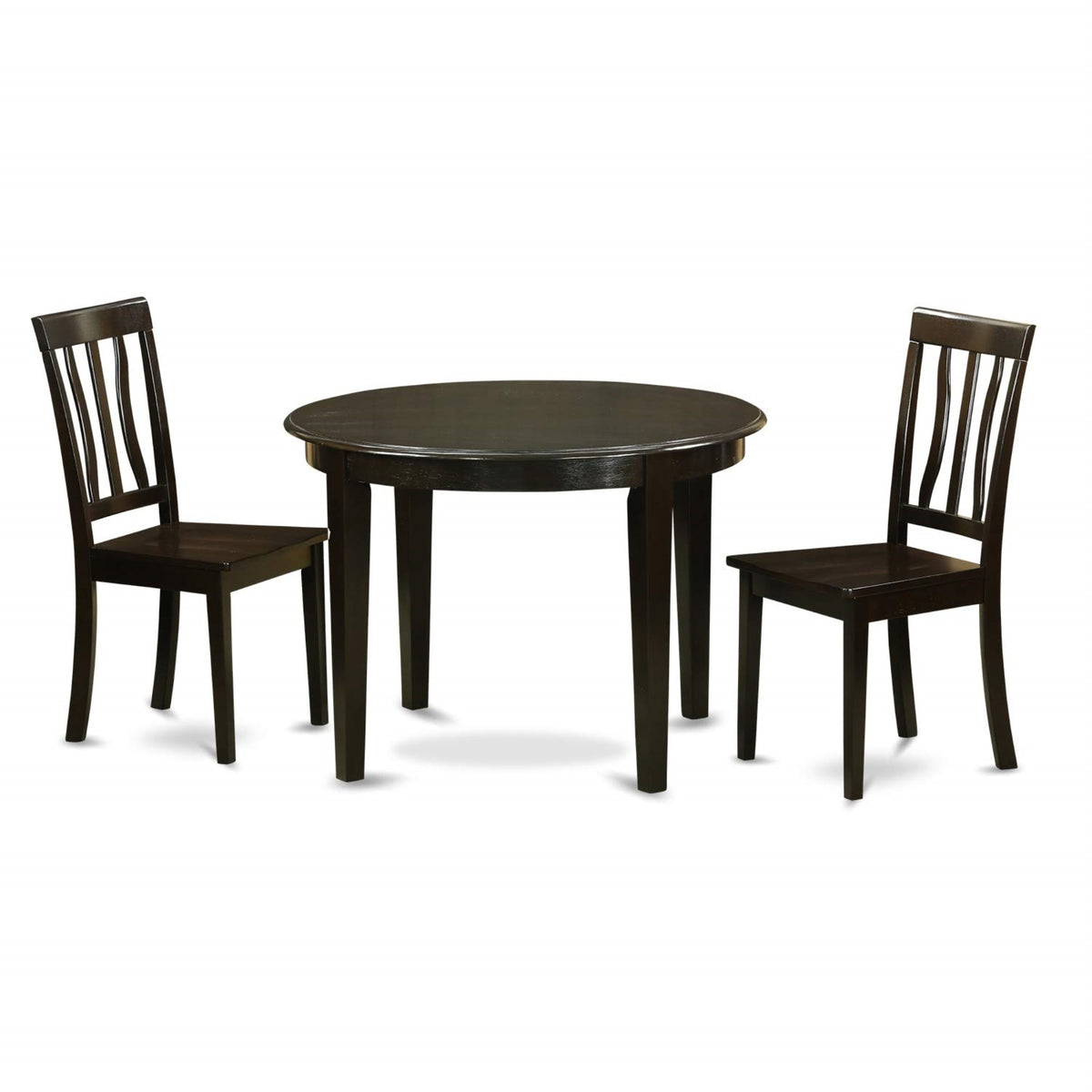 Casafoyer Boan3-Cap-W 3 Piece Kitchen Table Set For Small Spaces Contains A Round Dining Room Table And 2 Solid Wood Seat Chairs, 42X42 Inch, Cappuccino