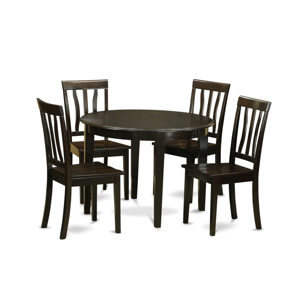 Casafoyer Boan5-Cap-W 5 Piece Kitchen Table Set For 4 Includes A Round Dining Room Table And 4 Solid Wood Seat Chairs, 42X42 Inch, Cappuccino