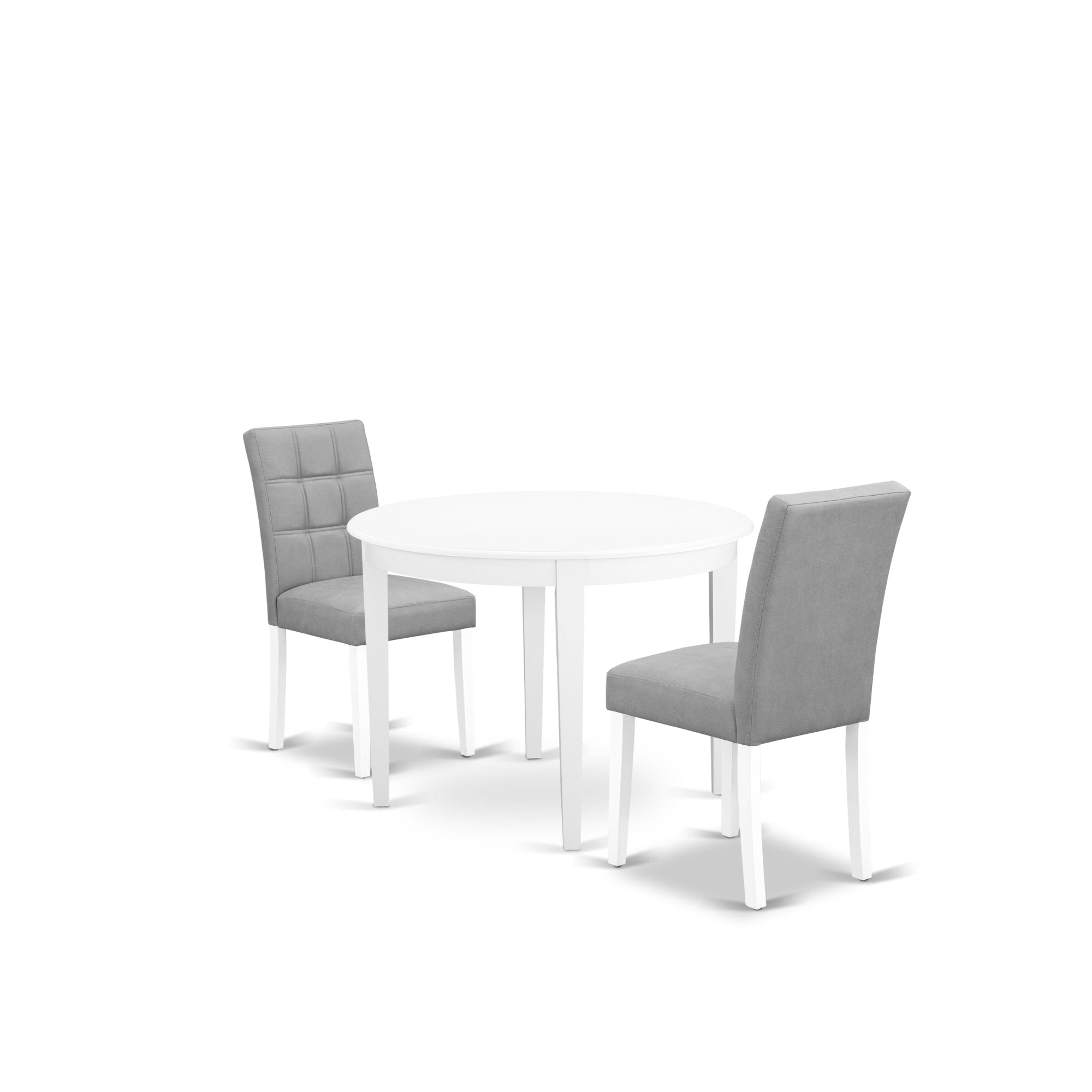East West Furniture Boas3-Whi-43 3 Piece Kitchen Table Set Consists A Dining Room Table And 2 Willow Green Faux Leather Kitchen Chairs, Linen White