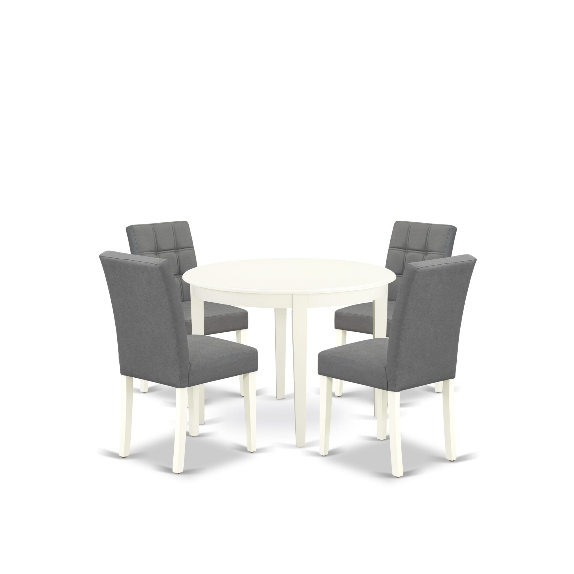 East West Furniture Boas5-Whi-41 5 Piece Kitchen Table Set Includes A Dinner Table And 4 Platinum Gray Faux Leather Dining Chairs With Stylish Back- Linen White Finish