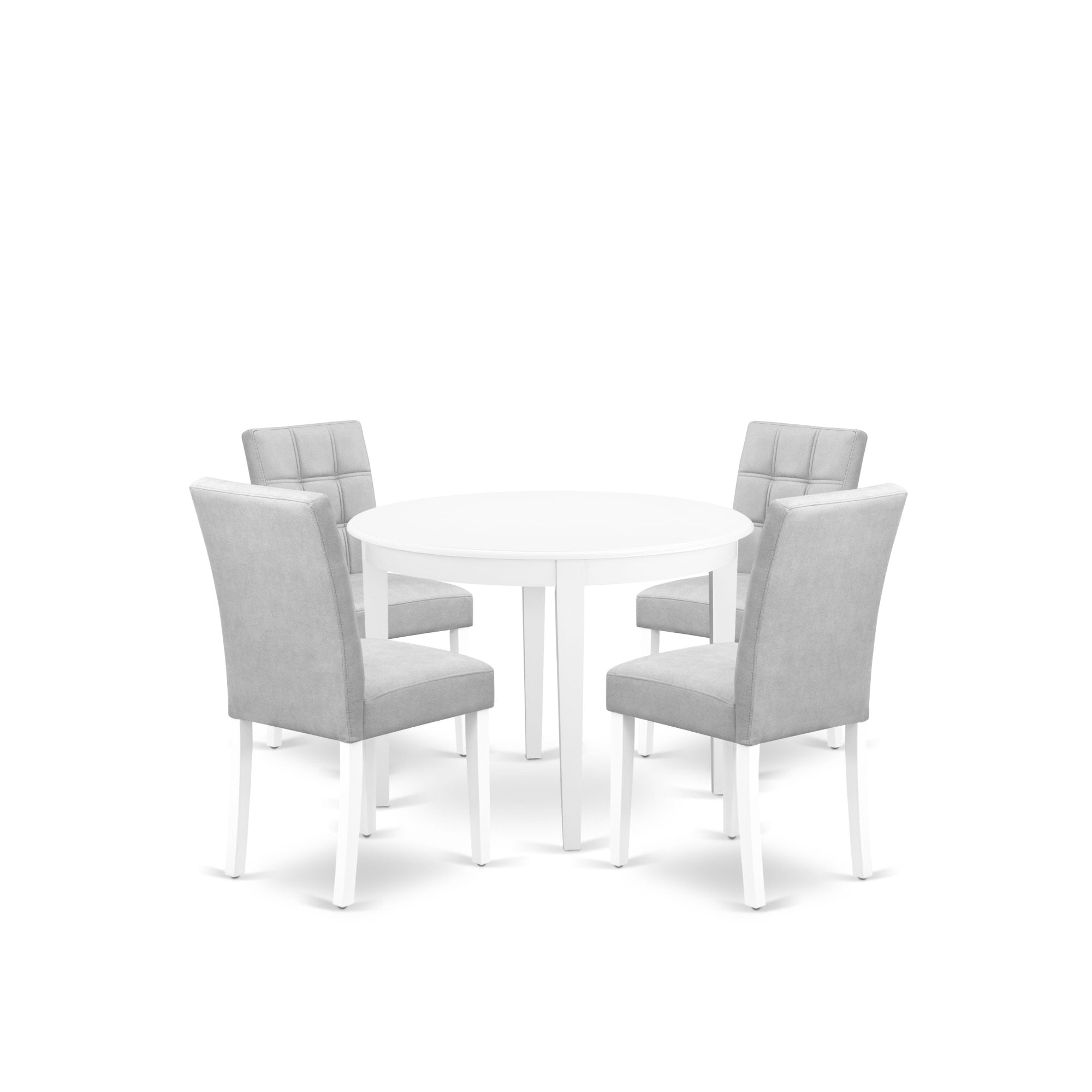 East West Furniture Boas5-Whi-42 5 Piece Dinner Table Set Includes A Dining Table And 4 Beige Red Faux Leather Parson Dining Chairs With Stylish Back- Linen White Finish