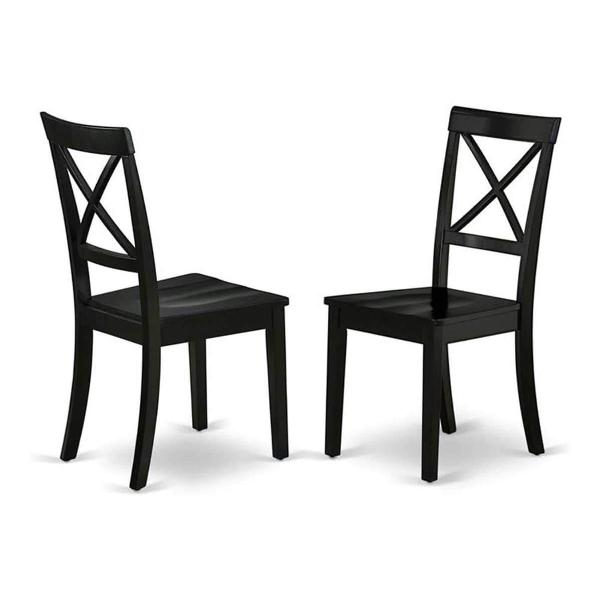Casafoyer Boc-Blk-W Boston Dining Room Chairs - Cross Back Solid Wood Seat Chairs, Set Of 2, Black
