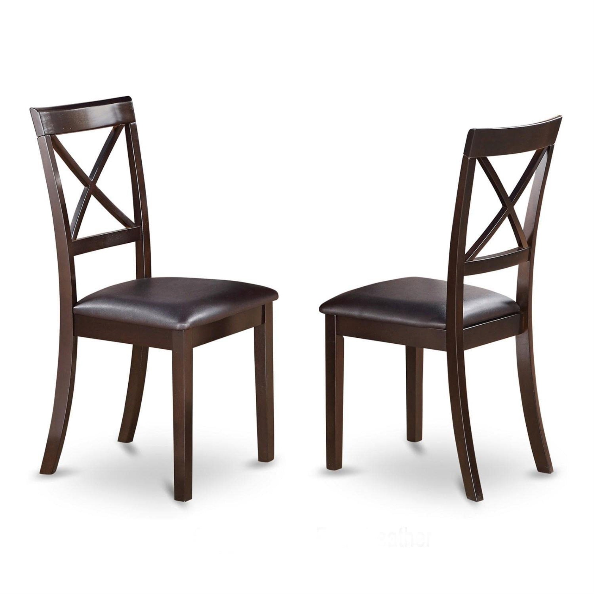Casafoyer Boston Dining Faux Leather Upholstered Solid Wood Chairs, Set Of 2, Cappuccino