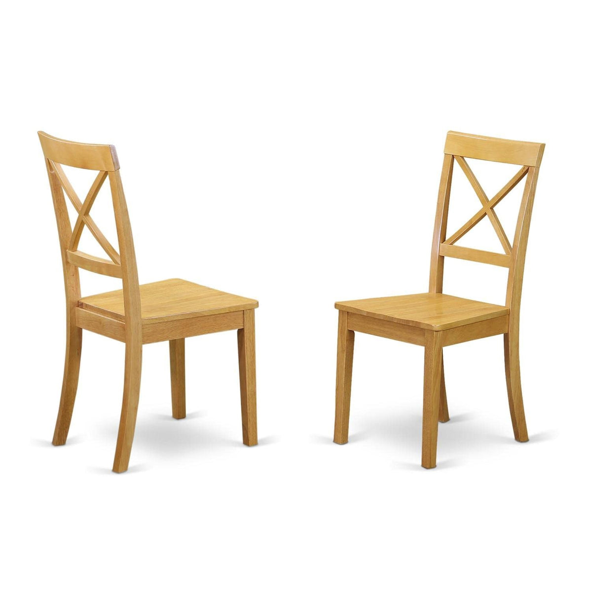 Casafoyer Boc-Oak-W Boston Kitchen Dining Chairs - Cross Back Wooden Seat Chairs, Set Of 2, Oak
