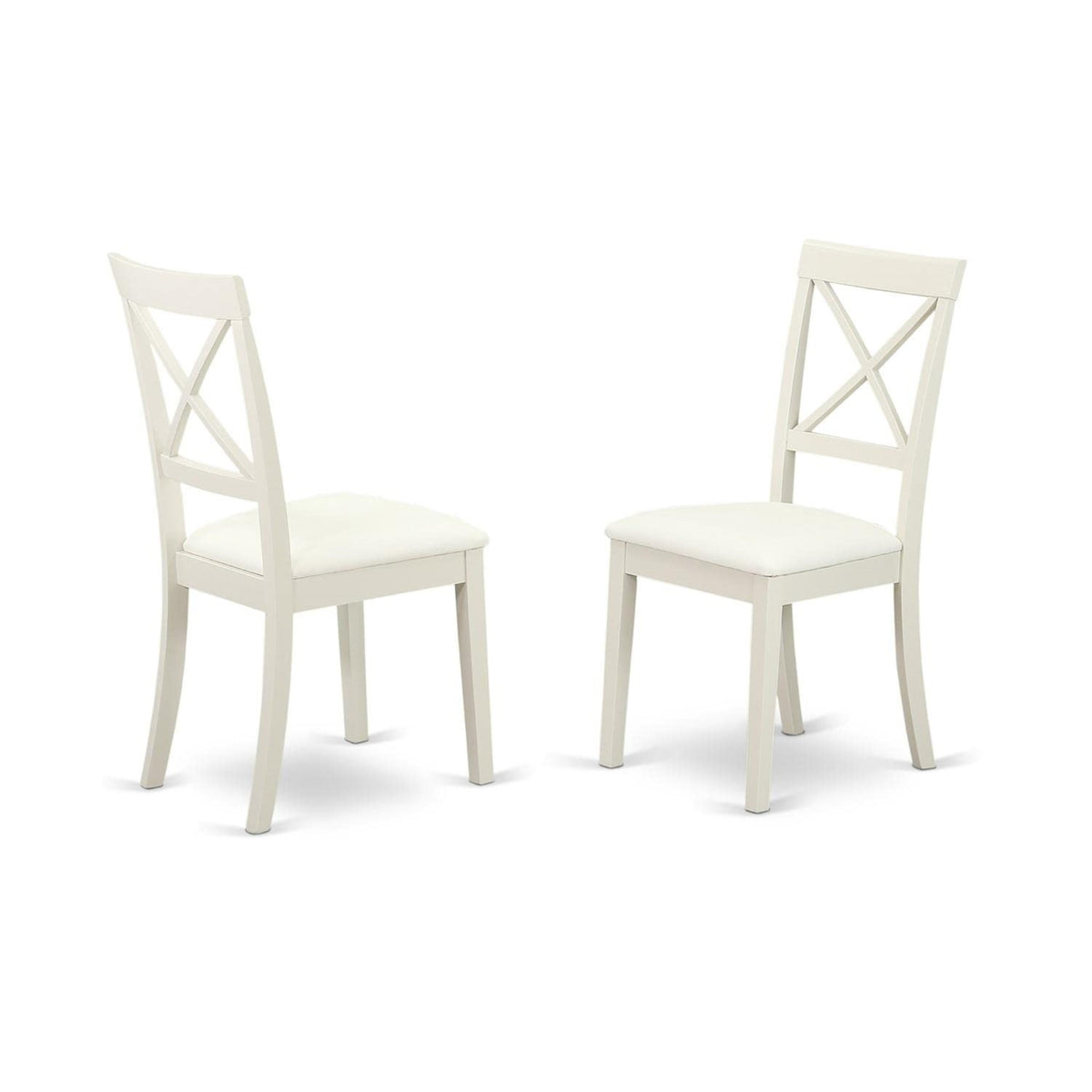 Casafoyer Boc-Whi-Lc Boston Dinette Chairs - Faux Leather Upholstered Wooden Chairs, Set Of 2, Linen White