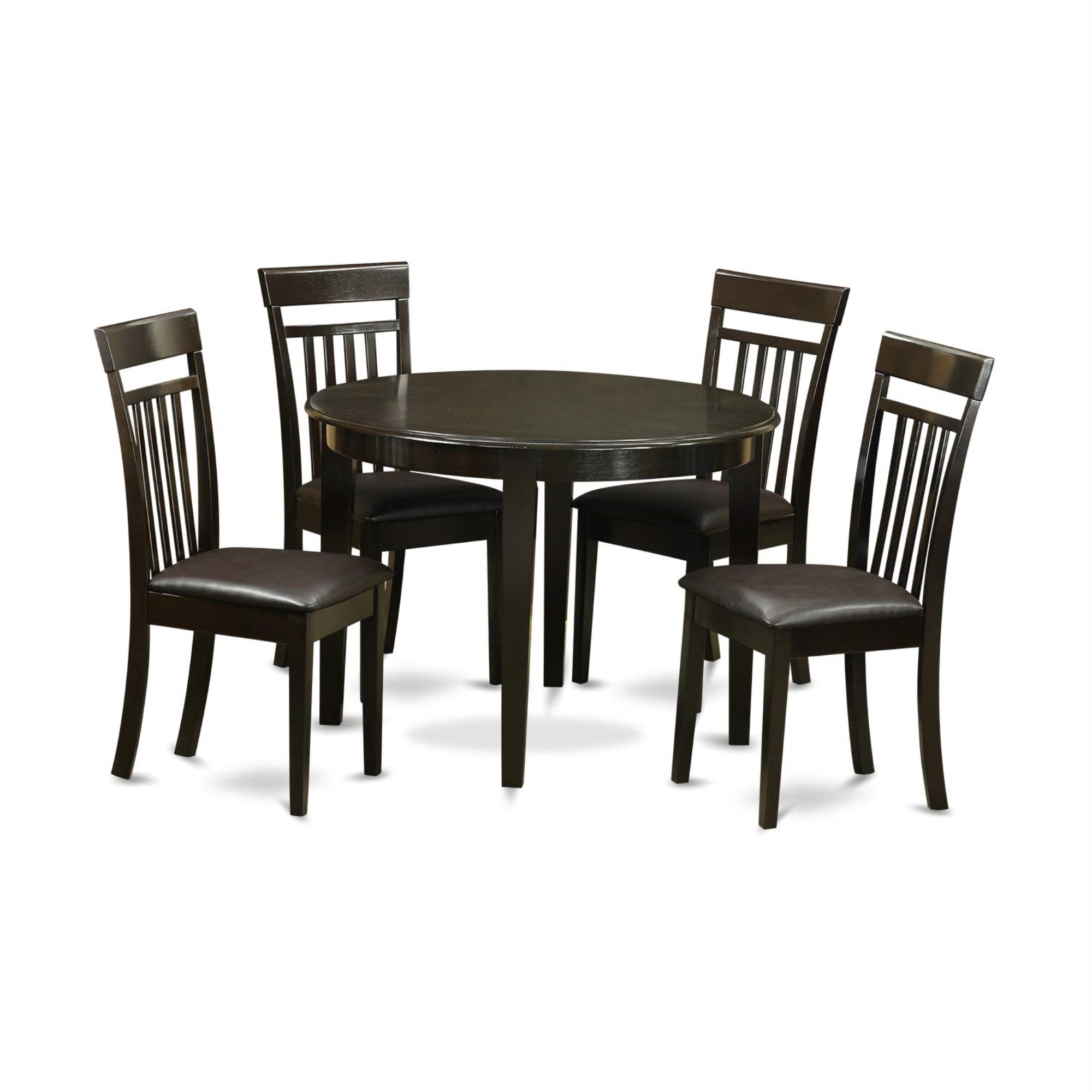Ergode 5-Piece Round Dining Table Set, Wood Table & 4 Faux Leather Chairs, Cappuccino, Easy Assembly & Cleaning, High-Quality & Durable, Elegant & Modern Design