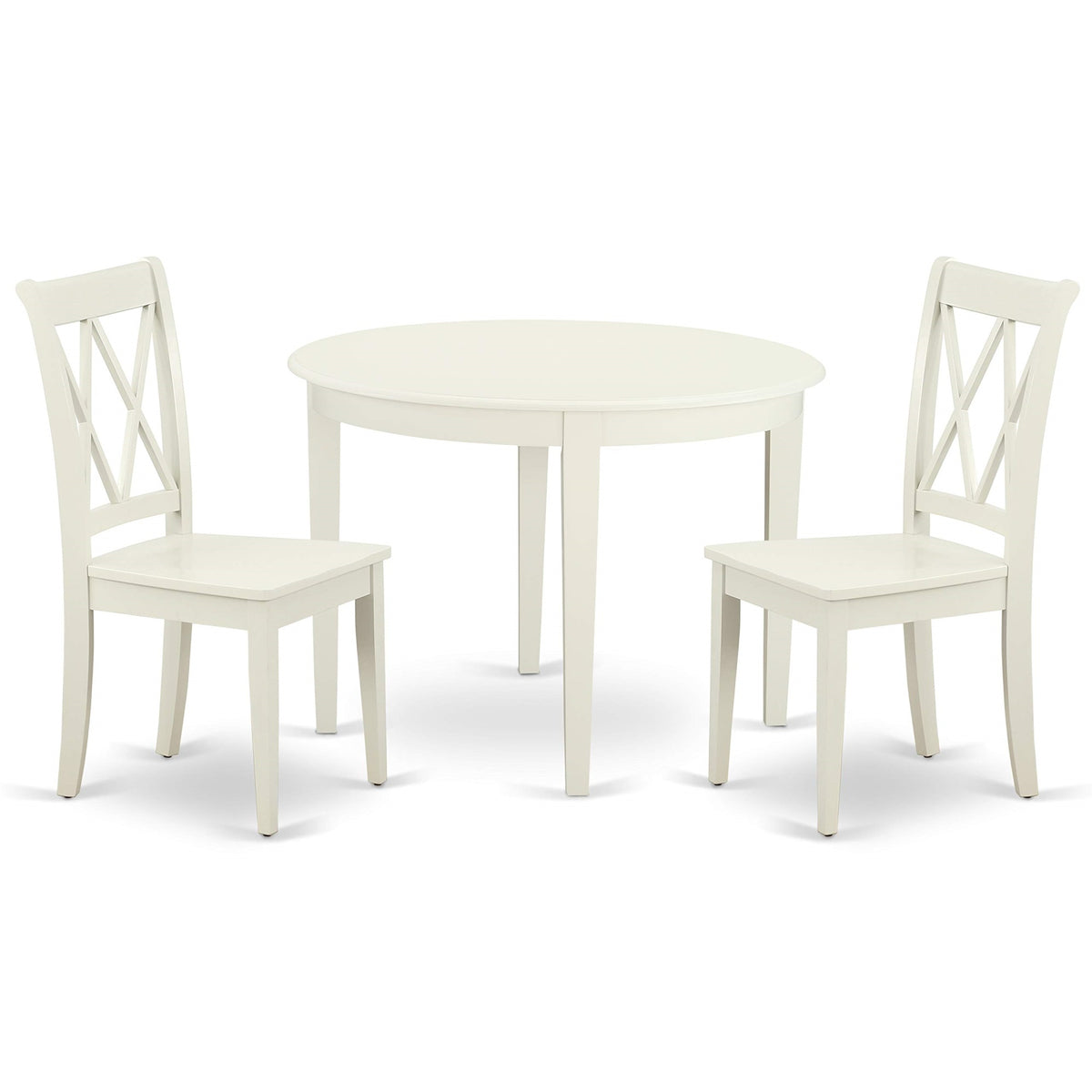 Casafoyer Bocl3-Lwh-W 3 Piece Dining Room Furniture Set Contains A Round Dining Table And 2 Wood Seat Chairs, 42X42 Inch, Linen White
