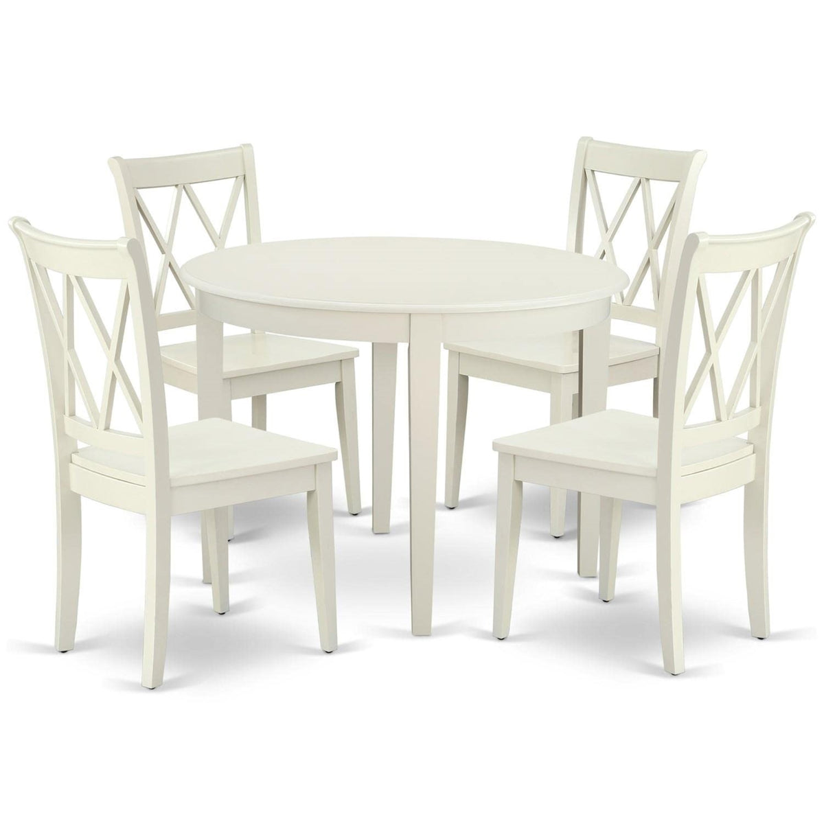 Casafoyer Bocl5-Lwh-W Boston 5 Piece Modern Set Includes A Round Kitchen Table And 4 Dining Chairs, Linen White, 42X42 Inch