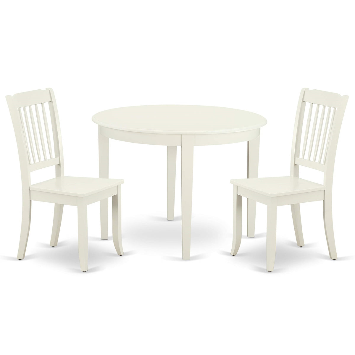 Casafoyer Boda3-Lwh-W Boston 3 Piece Kitchen Set Contains A Round Table And 2 Dining Room Chairs, Linen White