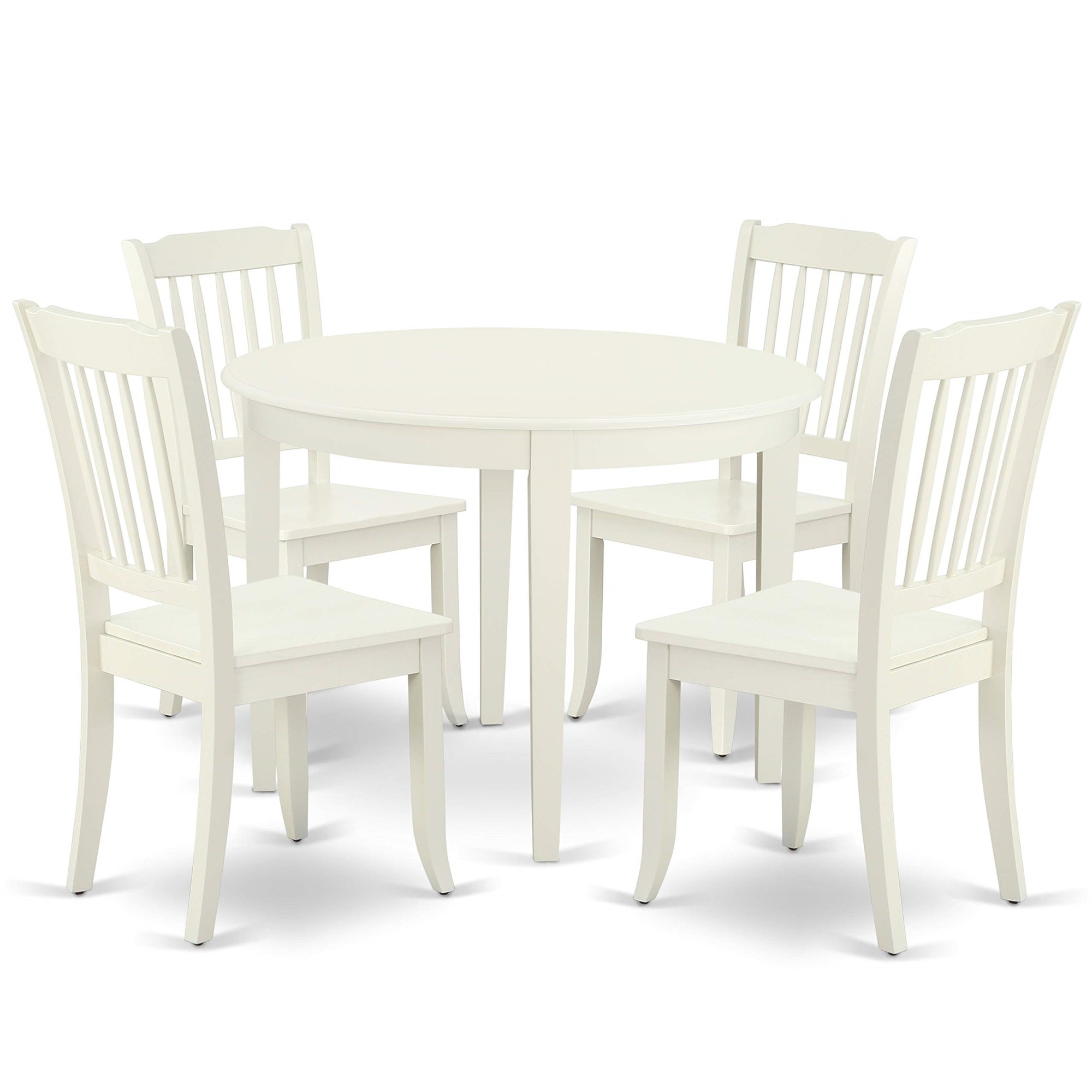 Ergode Boda5-Lwh-W, 5-Piece Dining Table Set, Wooden Table & 4 Chairs, Linen White Asian Wood, Midcentury Design, Easy To Carry, Clean & Assemble, Classic Style, Perfect For Any Dining Area