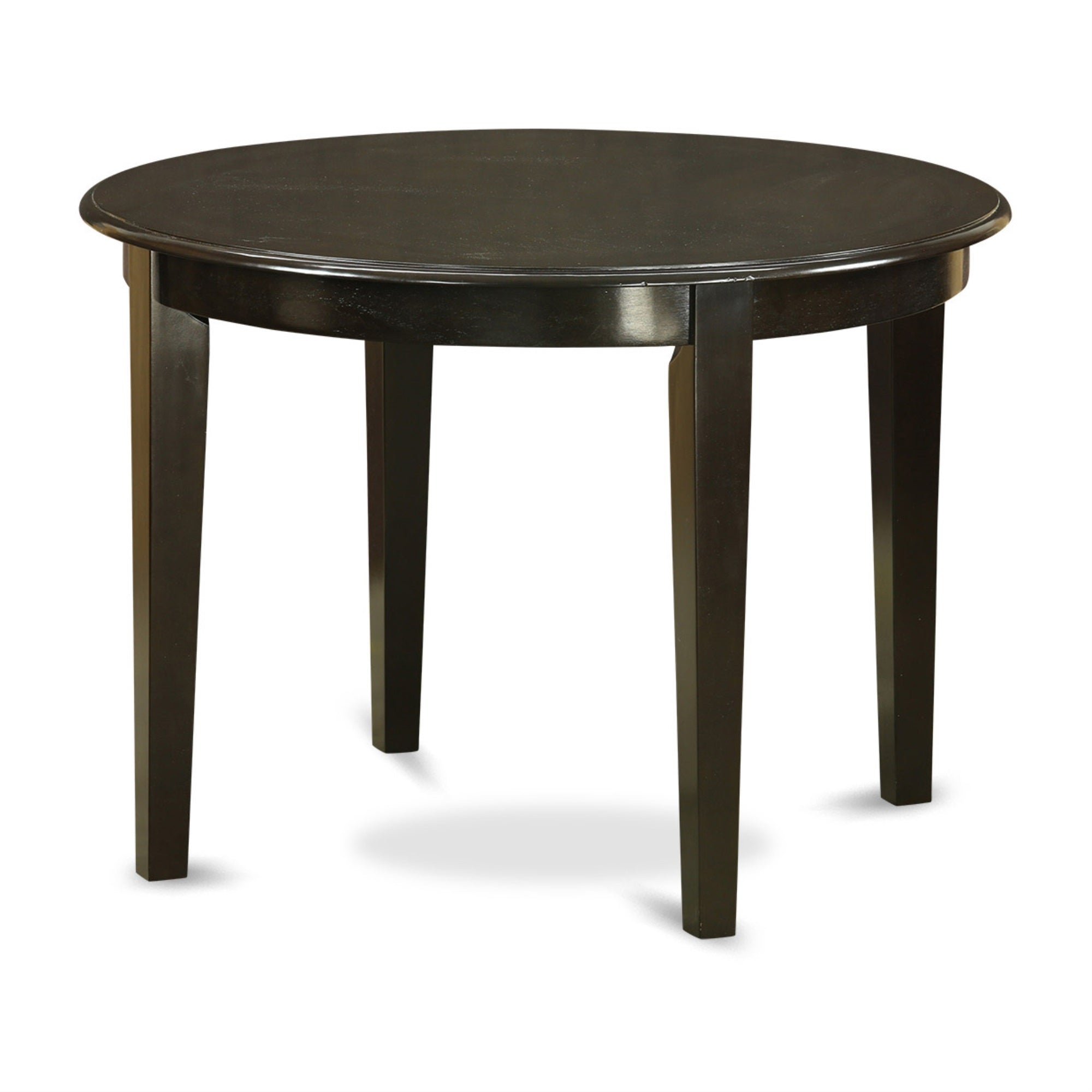Bodr3-Cap-03 3-Piece Kitchen Set: 42' Round Table & 2 Parson Chairs - Cappuccino Finish, Brown Linen Fabric. Modern Design, Small Space Friendly.