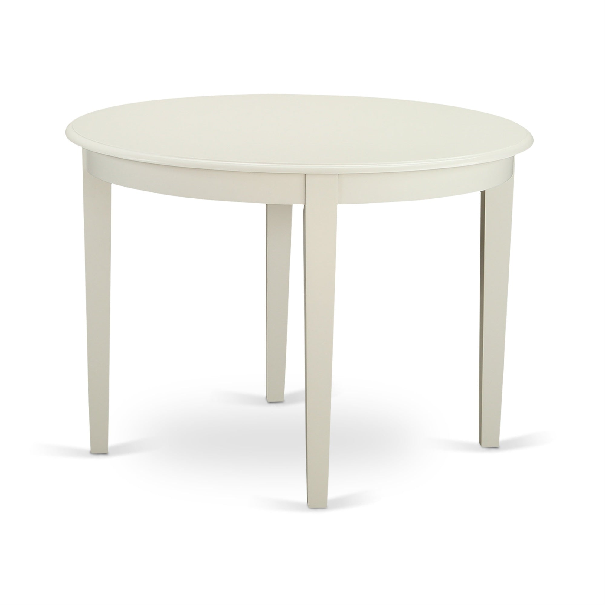 Stylish Boen3-Lwh-06 Kitchen Set With Linen White Finish, Round 42' Table, And 2 Parson Chairs. Made From High-Quality Asian Hardwood. Modern Design, Budget-Friendly, And Comfortable. Perfect For Family Meals.