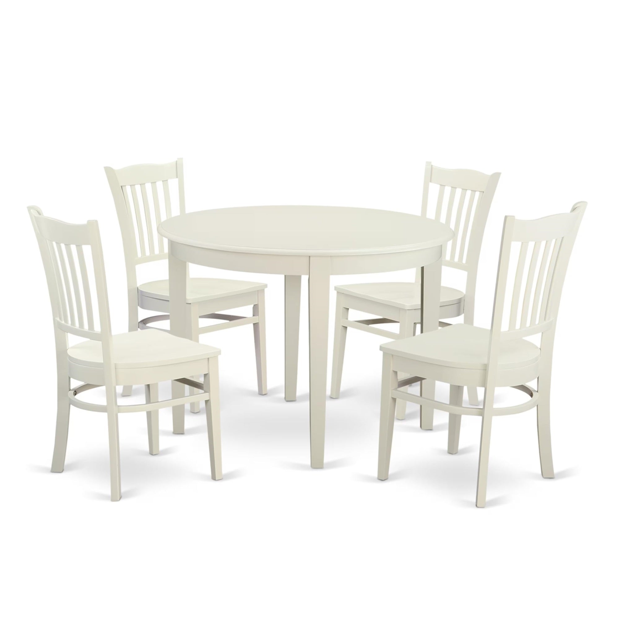 Casafoyer Bogr5-Whi-W 5 Piece Dining Room Furniture Set Includes A Round Kitchen Table And 4 Dining Chairs, 42X42 Inch, Linen White