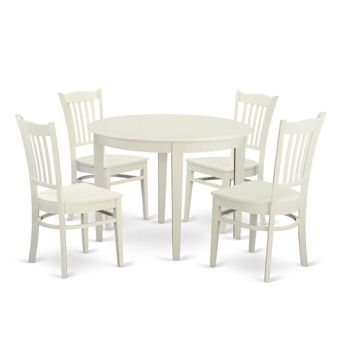Casafoyer Bogr5-Whi-W 5 Piece Dining Room Furniture Set Includes A Round Kitchen Table And 4 Dining Chairs, 42X42 Inch, Linen White