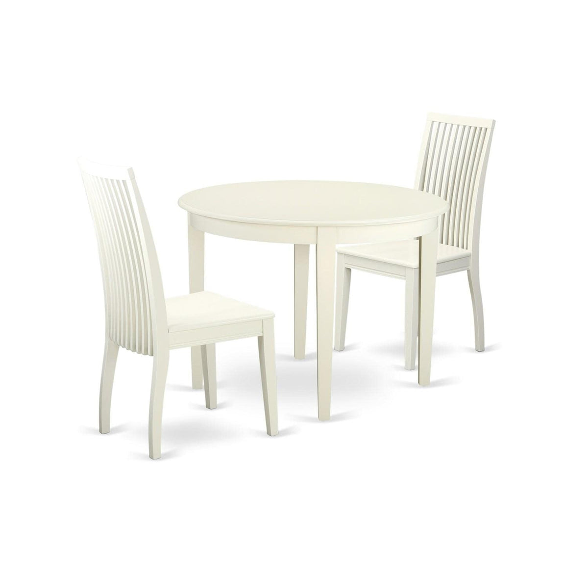 Casafoyer Boip3-Lwh-W 3 Piece Kitchen Table Set For Small Spaces Contains A Round Dining Room Table And 2 Dining Chairs, 42X42 Inch, Linen White