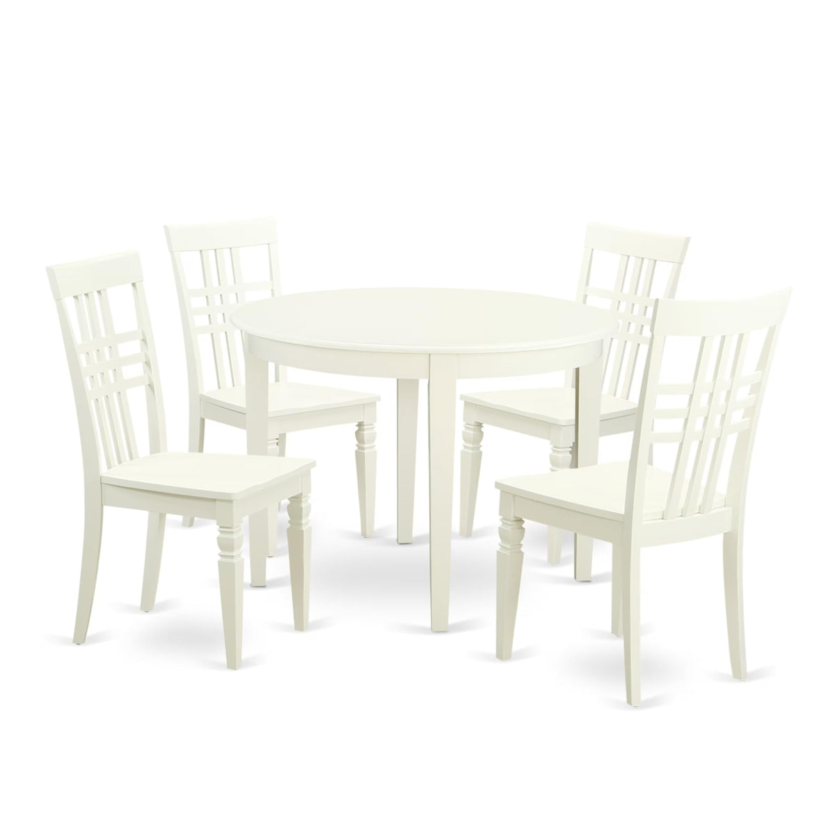 Casafoyer Bolg5-Lwh-W 5 Piece Dining Table Set For 4 Includes A Round Kitchen Table And 4 Dinette Chairs, 42X42 Inch, Linen White