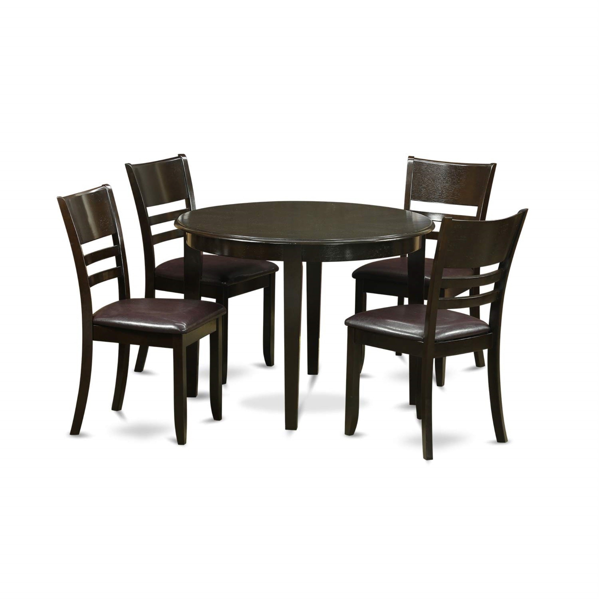 Ergode Boly5-Cap-Lc, 5-Piece Dining Table Set, Wooden Table & 4 Elegant Chairs, Pu Leather Seats, Cappuccino Legs, Asian Real Wood, Easy Assembly, 42X42 Inch
