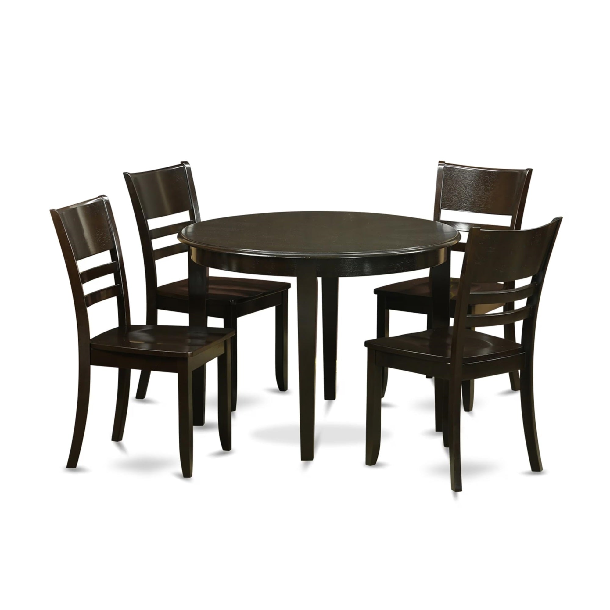 Casafoyer Boly5-Cap-W 5 Piece Dining Table Set For 4 Includes A Round Kitchen Table And 4 Dining Room Chairs, 42X42 Inch, Cappuccino