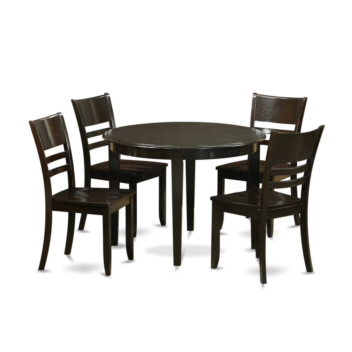 Casafoyer Boly5-Cap-W 5 Piece Dining Table Set For 4 Includes A Round Kitchen Table And 4 Dining Room Chairs, 42X42 Inch, Cappuccino