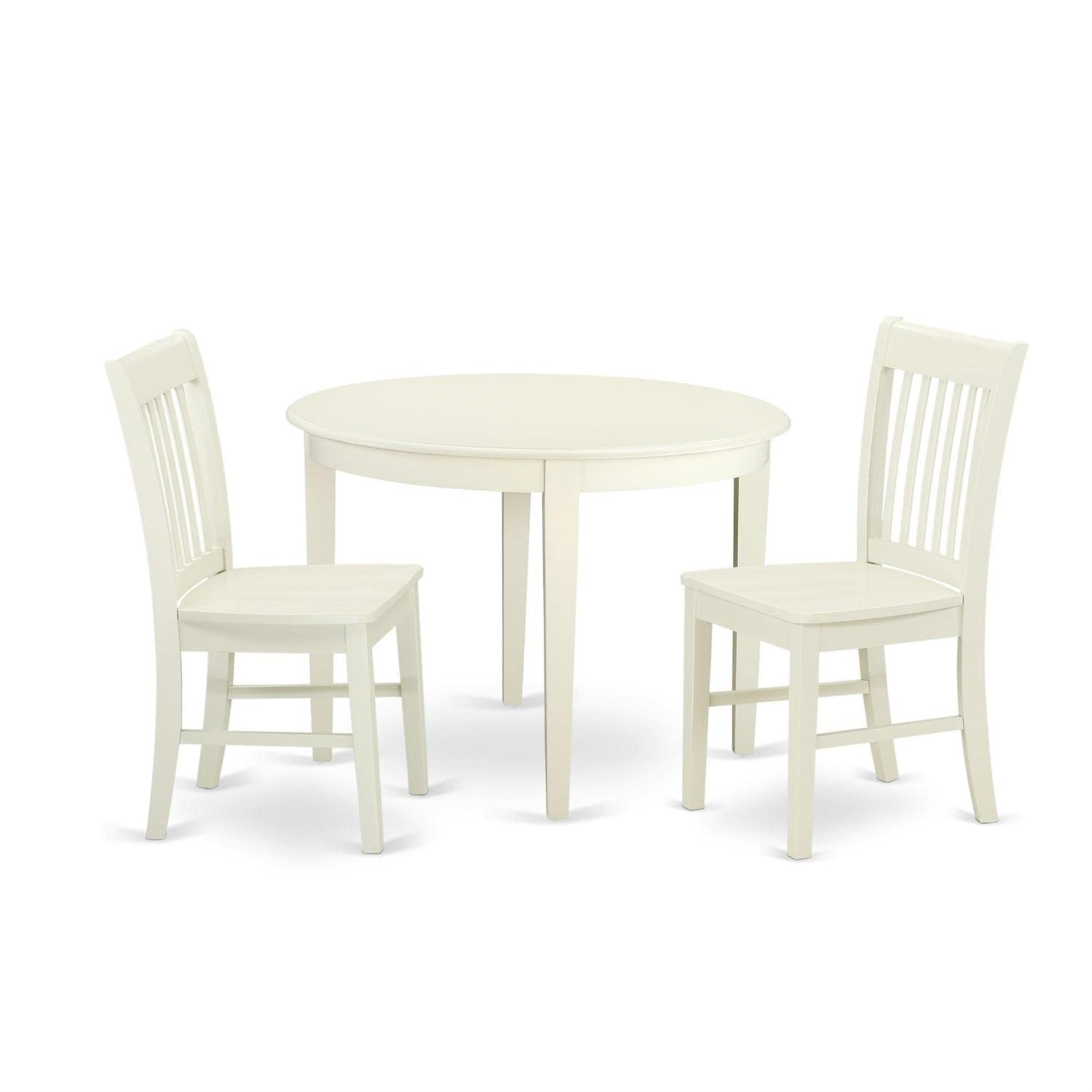 Casafoyer Bono3-Lwh-W 3 Piece Dining Room Table Set Contains A Round Kitchen Table And 2 Dining Chairs, 42X42 Inch, Linen White
