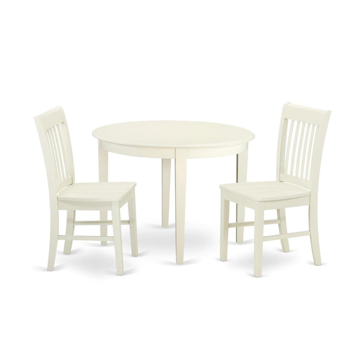 Casafoyer Bono3-Lwh-W 3 Piece Dining Room Table Set Contains A Round Kitchen Table And 2 Dining Chairs, 42X42 Inch, Linen White