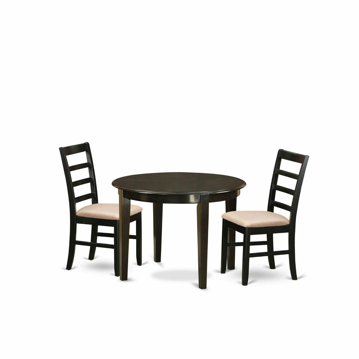 Casafoyer Bopf3-Cap-C 3 Piece Dinette Set For Small Spaces Contains A Round Kitchen Dining Table And 2 Linen Fabric Upholstered Dining Chairs, 42X42 Inch, Cappuccino