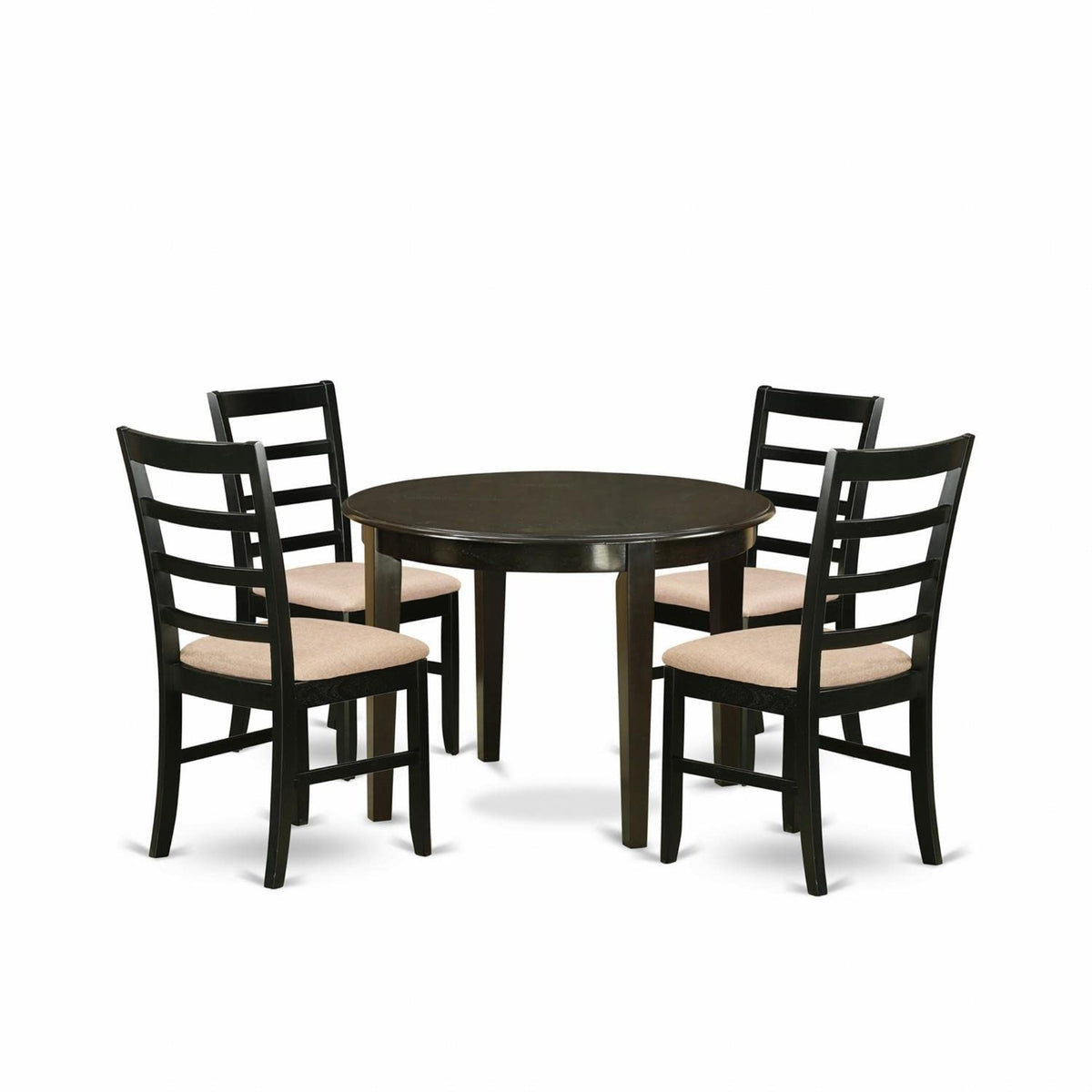 Casafoyer Bopf5-Cap-C 5 Piece Dining Room Table Set Includes A Round Wooden Table And 4 Linen Fabric Kitchen Dining Chairs, 42X42 Inch, Cappuccino