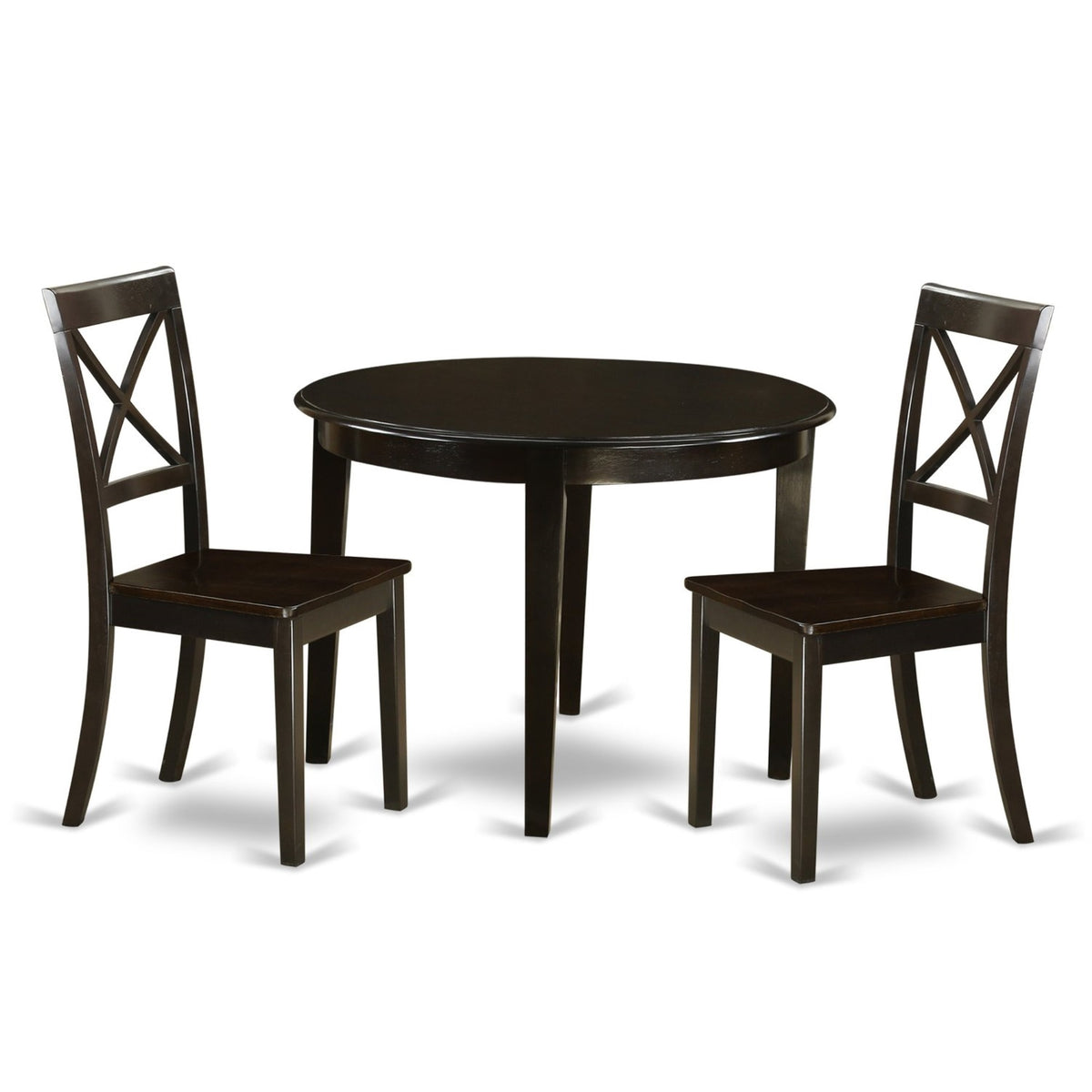 Casafoyer Boston 3 Piece Modern Set Contains A Round Kitchen Table And 2 Dining Chairs, 42X42 Inch, Cappuccino