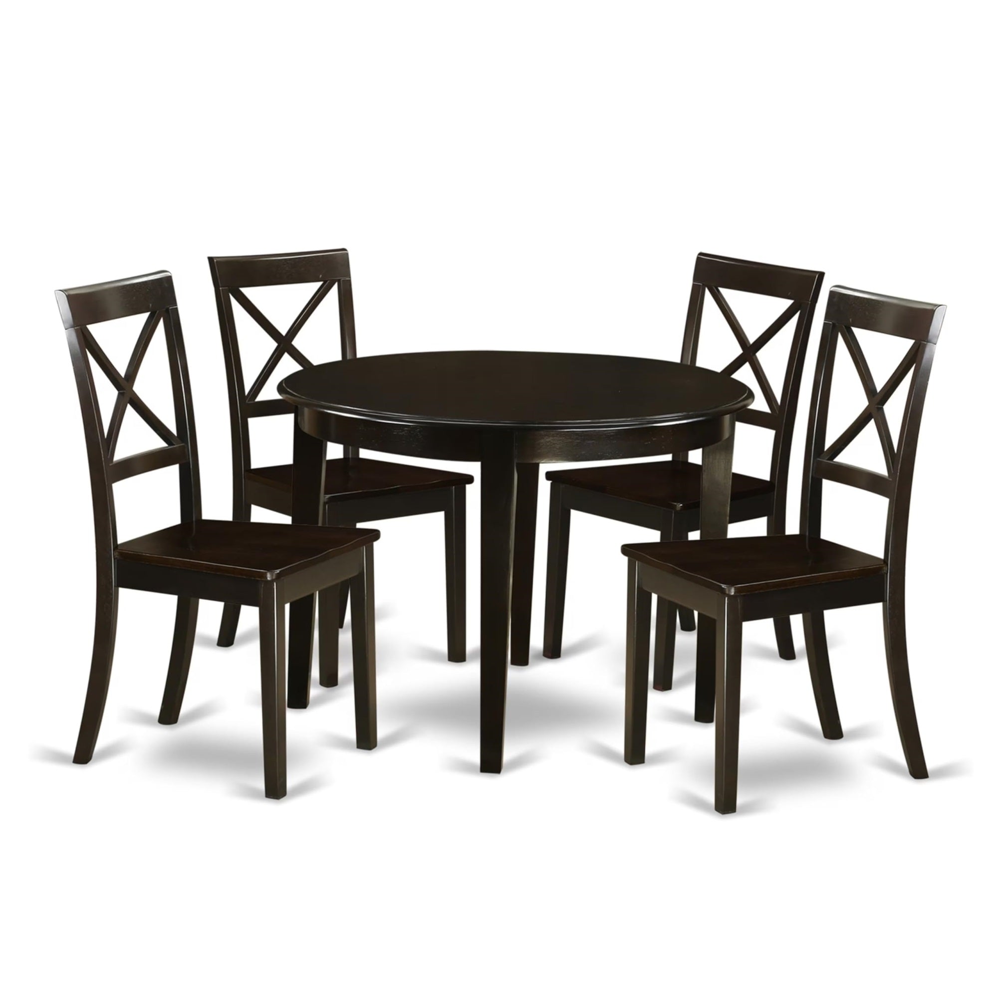 Casafoyer Boston 5 Piece Kitchen Set Includes A Round Room Table And 4 Dining Chairs, 42X42 Inch, Cappuccino
