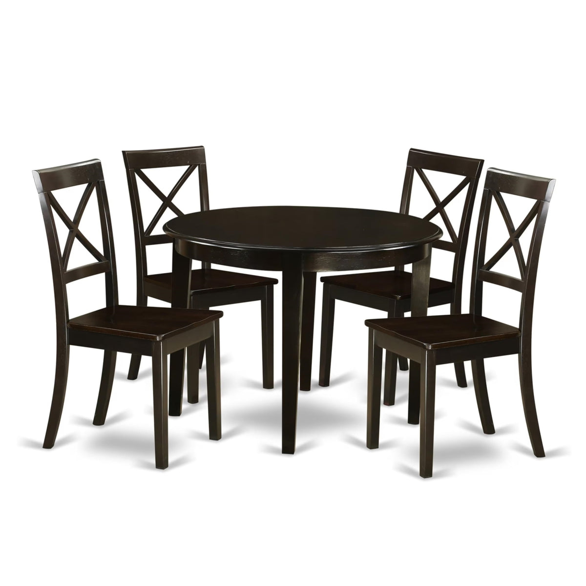 Casafoyer Boston 5 Piece Kitchen Set Includes A Round Room Table And 4 Dining Chairs, 42X42 Inch, Cappuccino