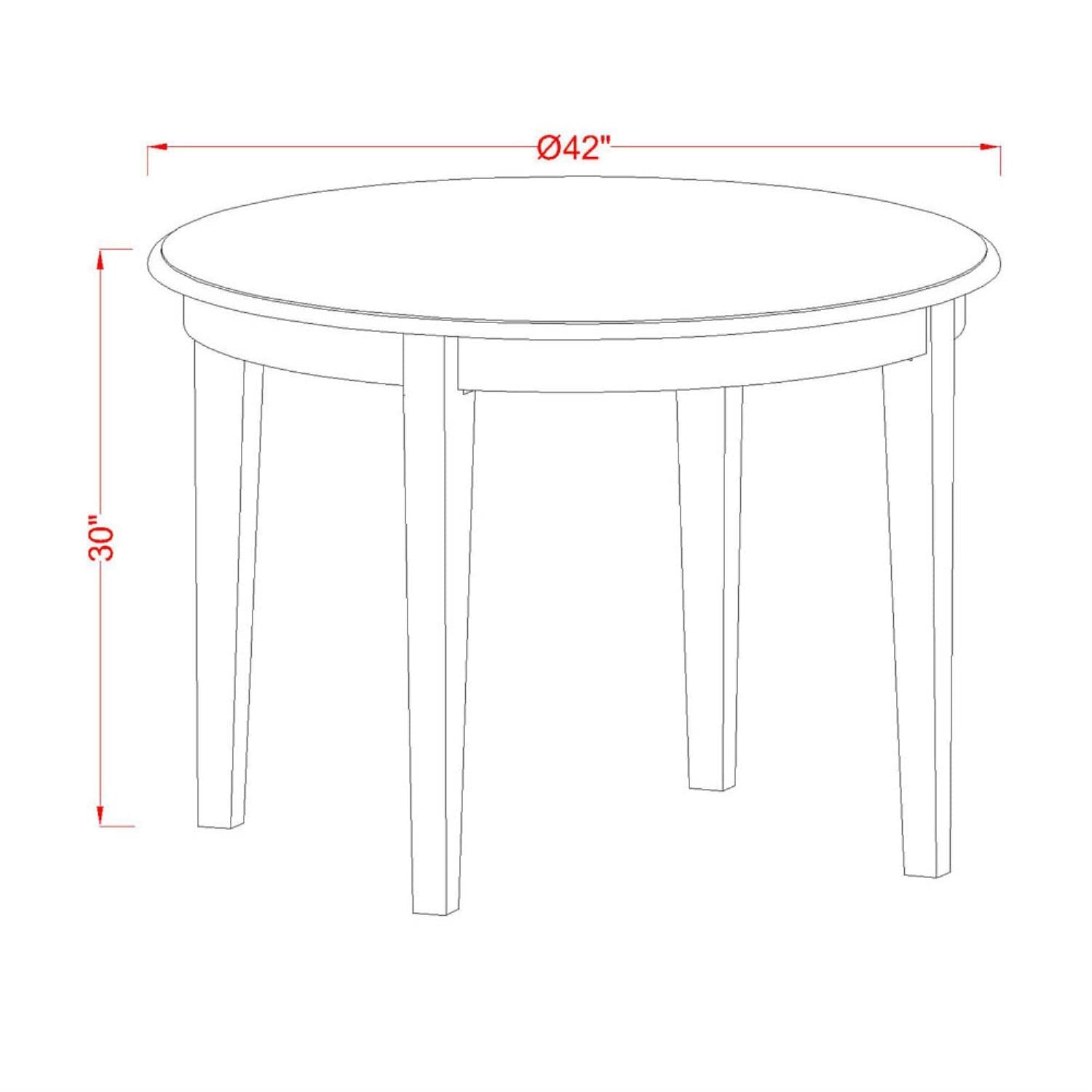 East West Furniture Bot-Whi-T Boston Round Kitchen Dining Table For Small Spaces, 42X42 Inch, Linen White