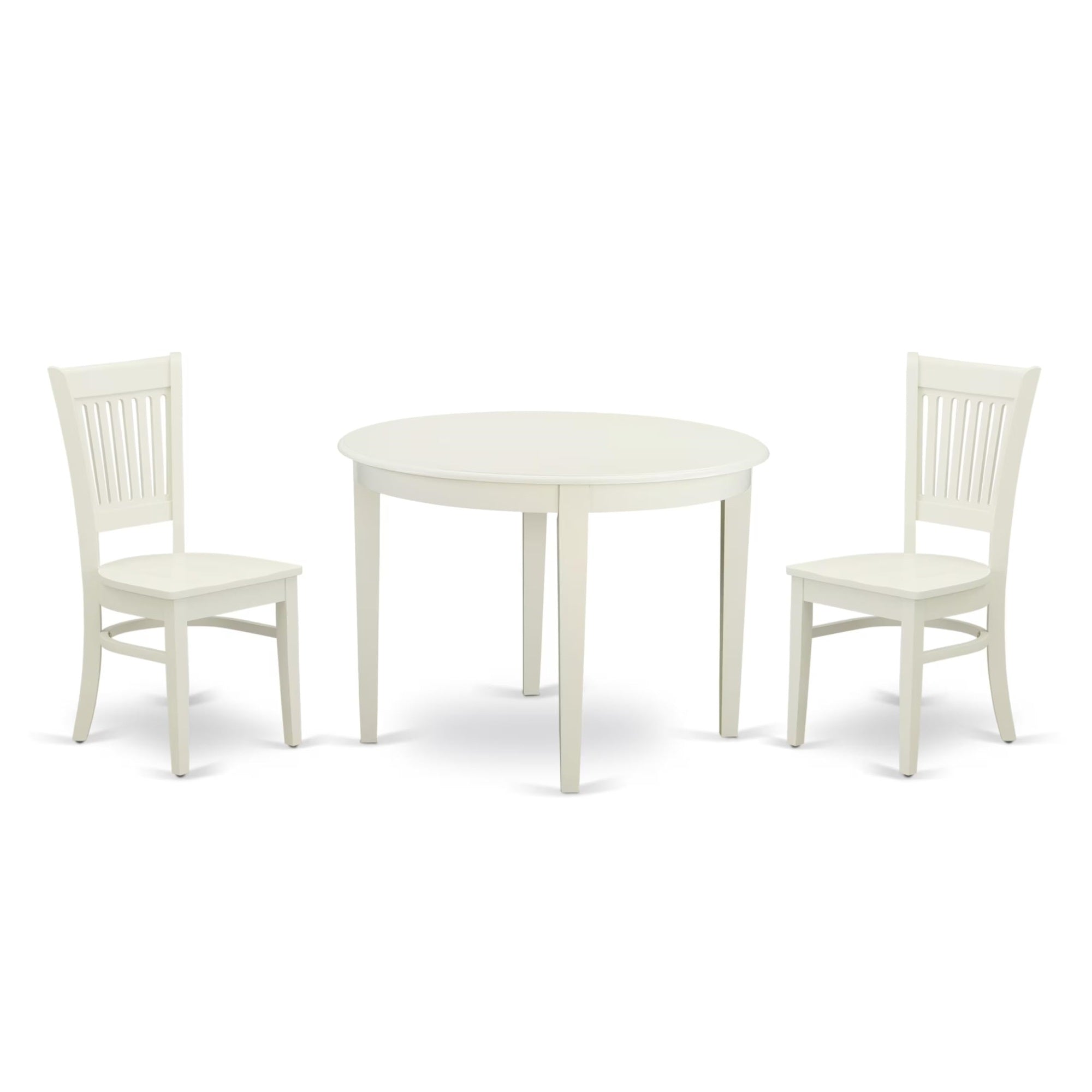 Casafoyer Bova3-Lwh-W Boston 3 Piece Modern Set Contains A Round Table And 2 Kitchen Dining Chairs, 42X42 Inch, Linen White