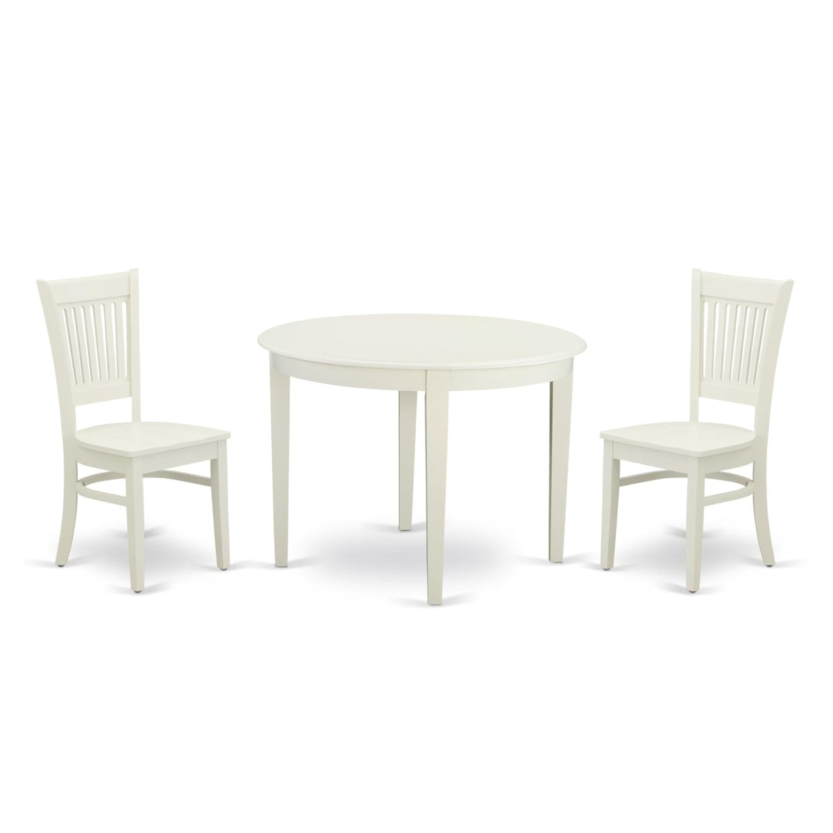 Casafoyer Bova3-Lwh-W Boston 3 Piece Modern Set Contains A Round Table And 2 Kitchen Dining Chairs, 42X42 Inch, Linen White