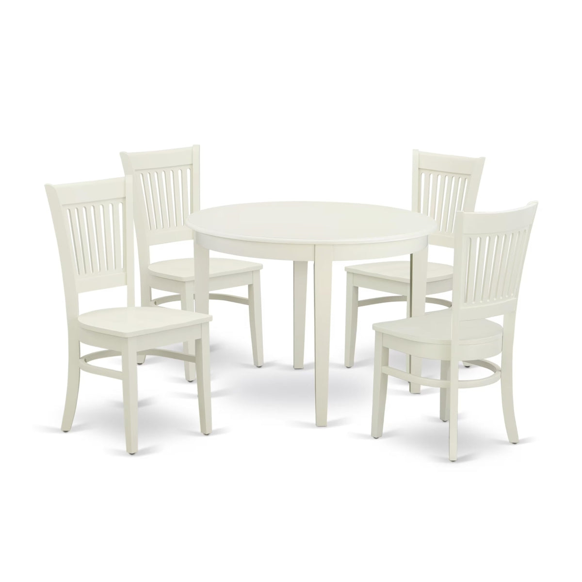 Casafoyer Boston 5 Piece Room Furniture Set Includes A Round Kitchen Table And 4 Dining Chairs, 42X42 Inch, Linen White