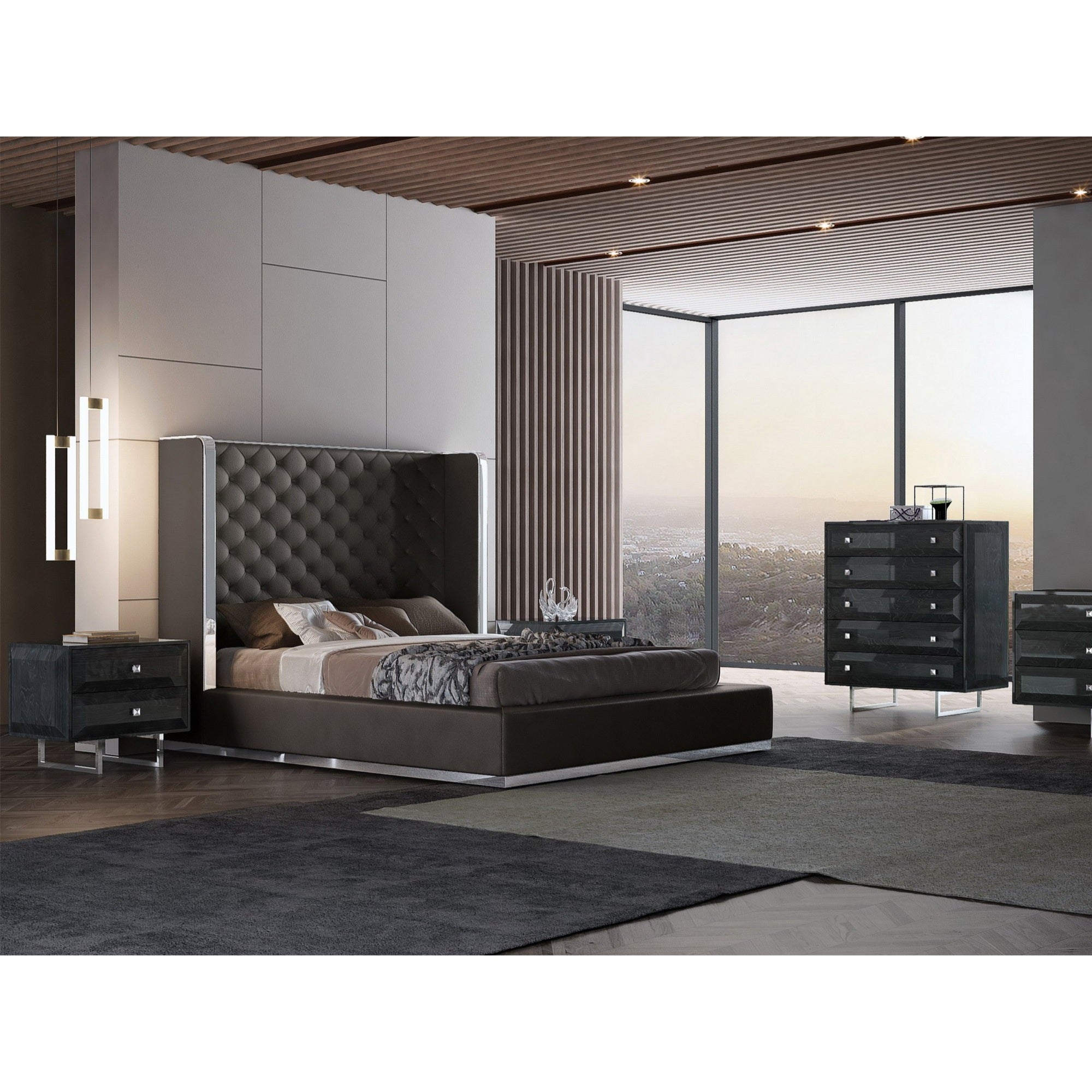 Abrazo Bed Queen Dark Grey Headboard