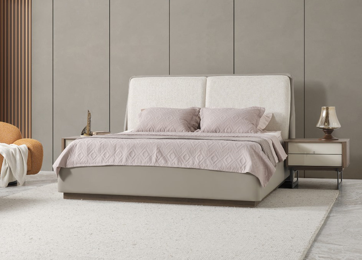 Whiteline Modern Living Romina Queen Bed, Light Grey