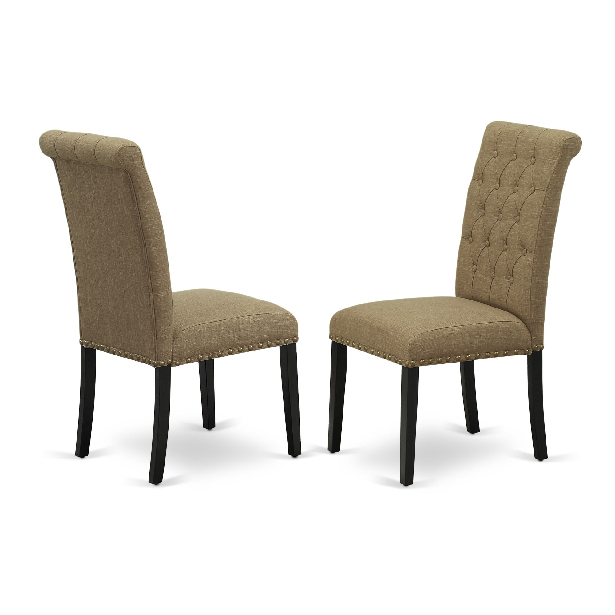 Set Of 2 Chairs Brp1T17 Bremond Parson Chair With Black Leg And Linen Fabric Light Sable