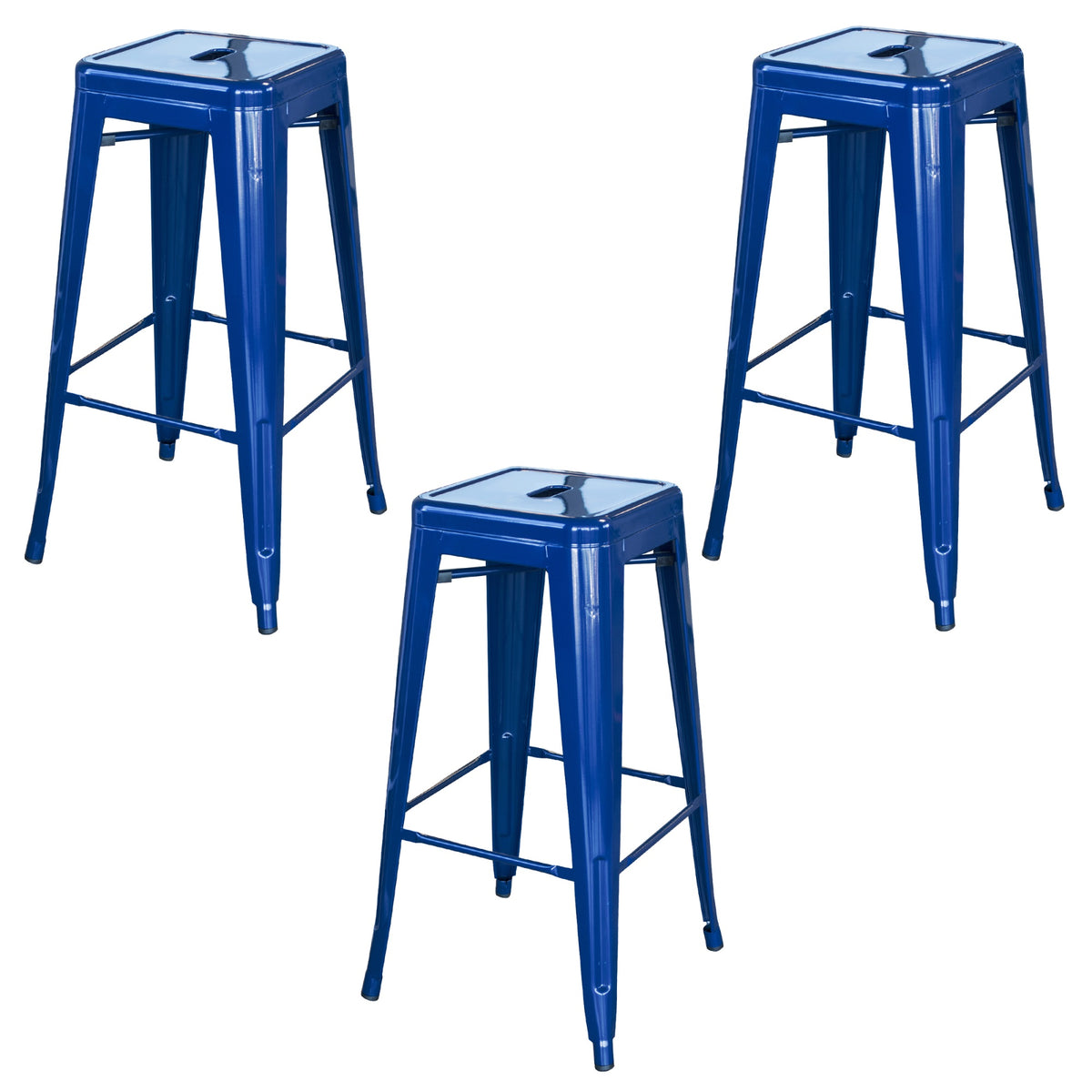 Loft Blue 30 In. Metal Bar Stool 3 Piece