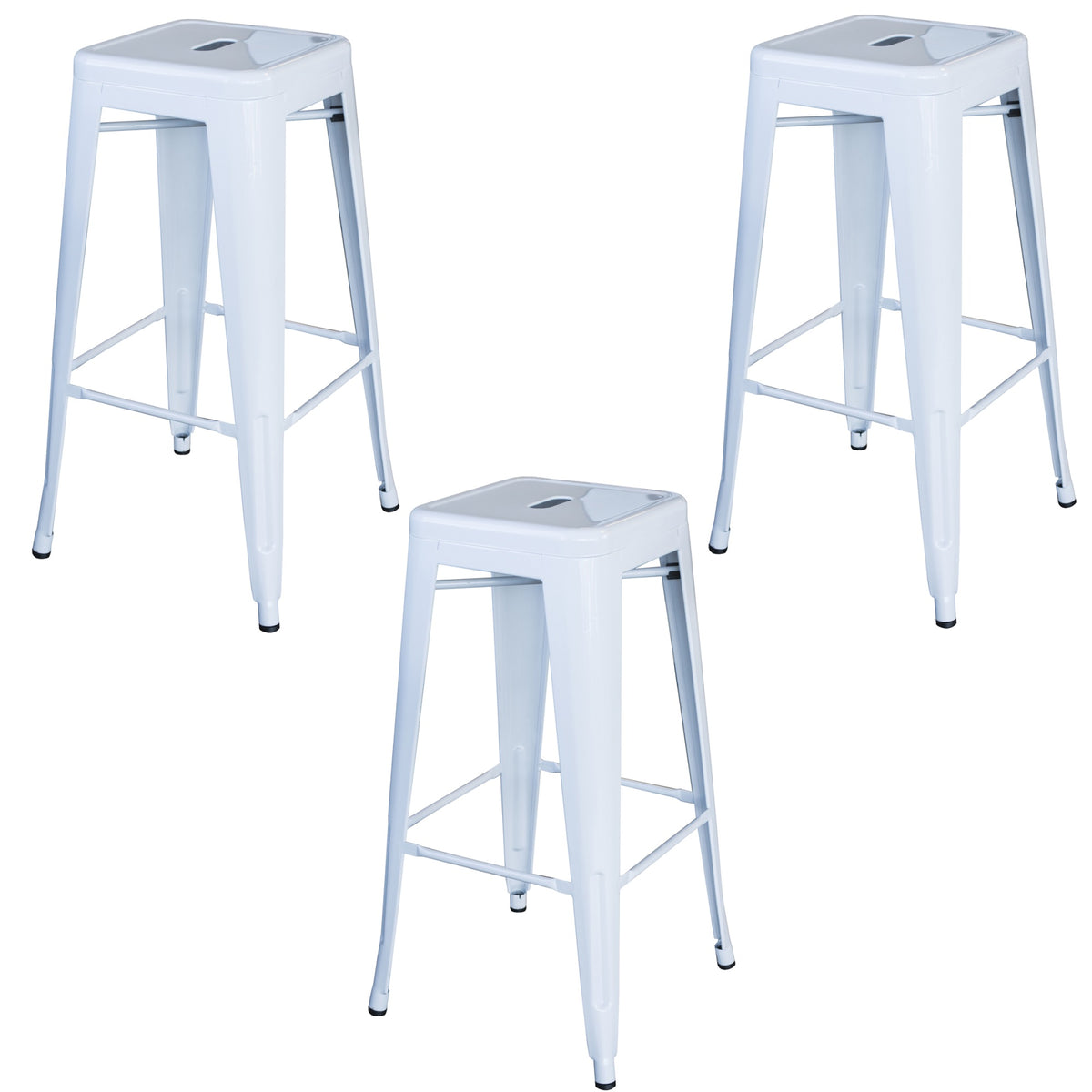 Loft White 30 In. Metal Bar Stool 3 Piece