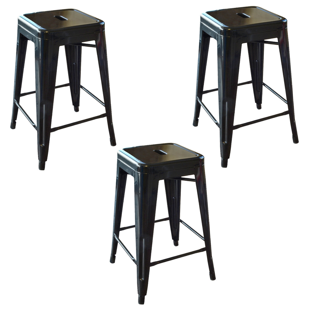 Loft Black 24 In. Metal Bar Stool - 3 Piece