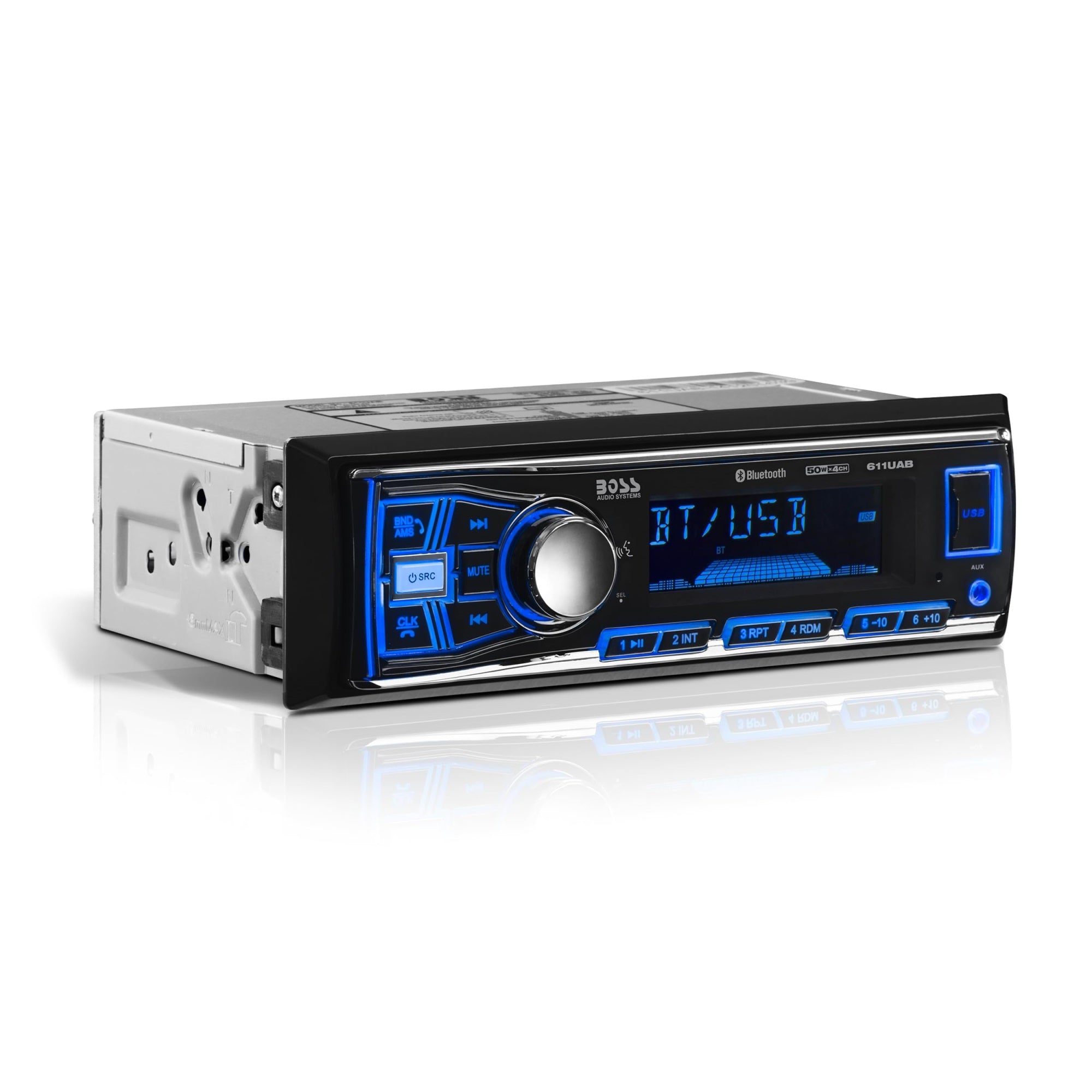 Boss Audio Systems 611Uab Car Stereo System - Single Din, Bluetooth Audio And Calling Head Unit, Aux Input, Usb, Mechless, No Cd Dvd Player, Am/Fm Radio Receiver