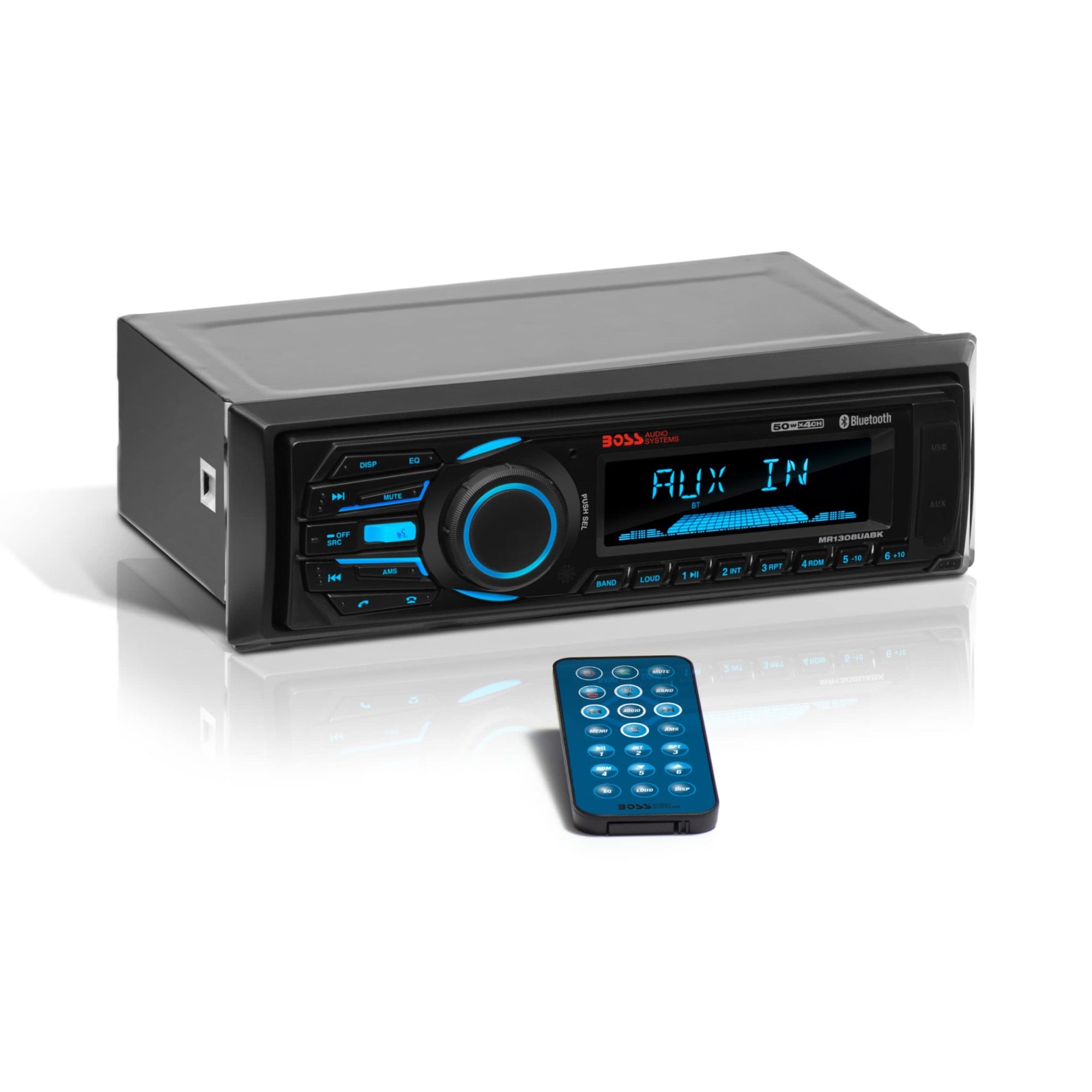Boss Audio Systems Mr1308Uabk Marine Boat Stereo - Single Din, Bluetooth, No Cd Dvd Player, Am/Fm Radio Receiver, Wireless Remote Control, Aux-In, Usb