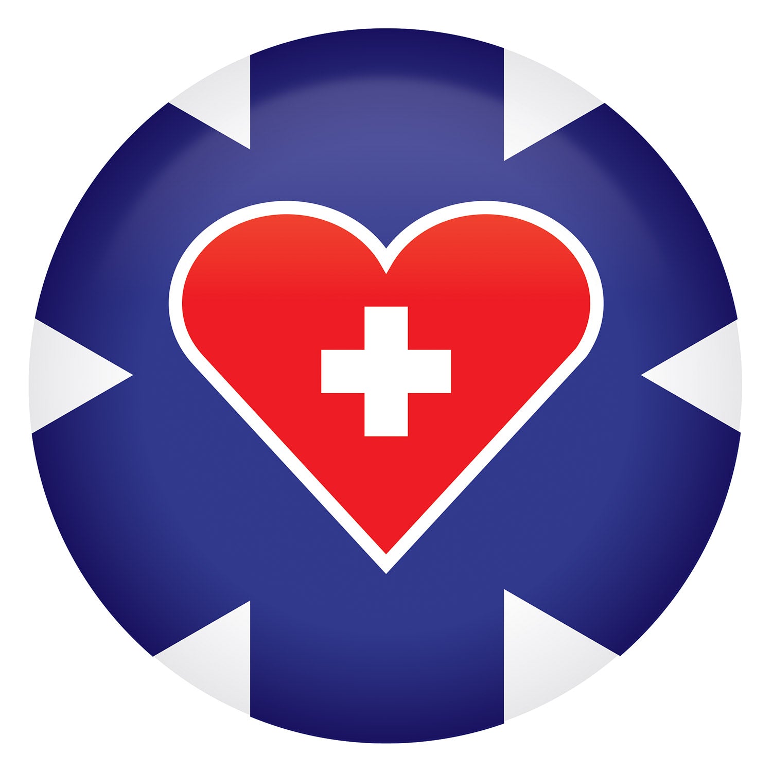 Medical Star Icon w/Heart Button, (Pack of 6)