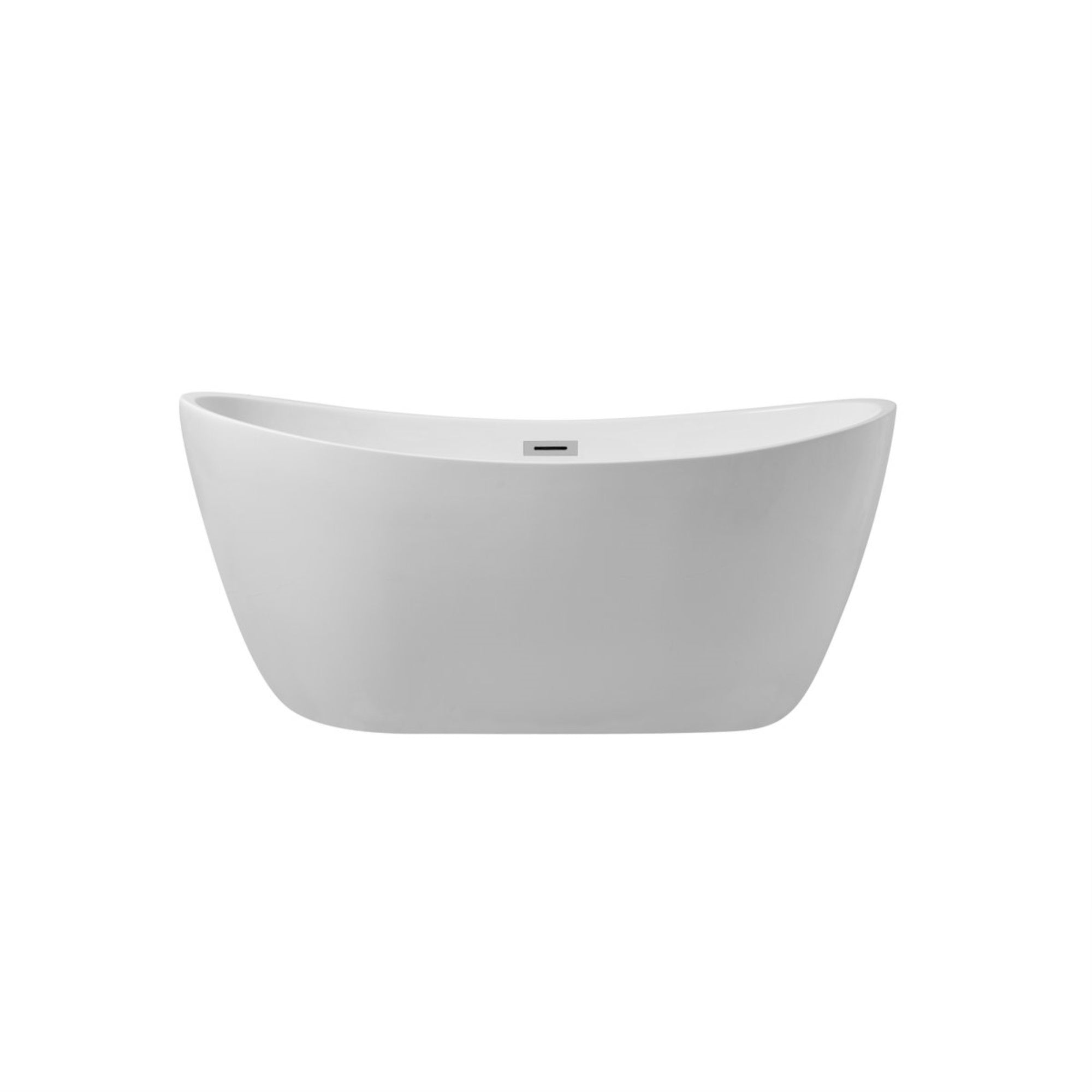 54 Inch Soaking Double Slipper Bathtub In Glossy White