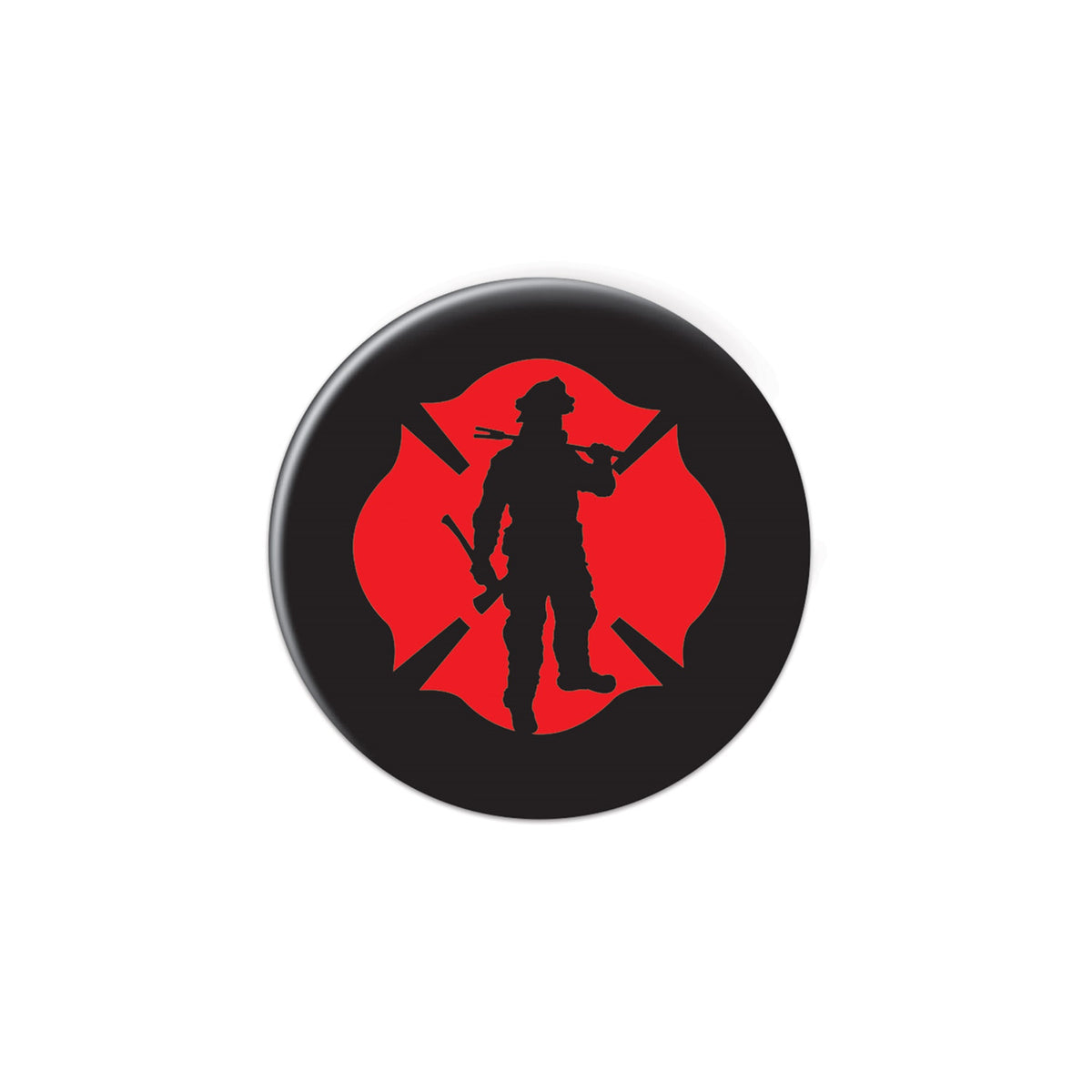 Firefighter W/Maltese Icon Button, (Pack Of 6)
