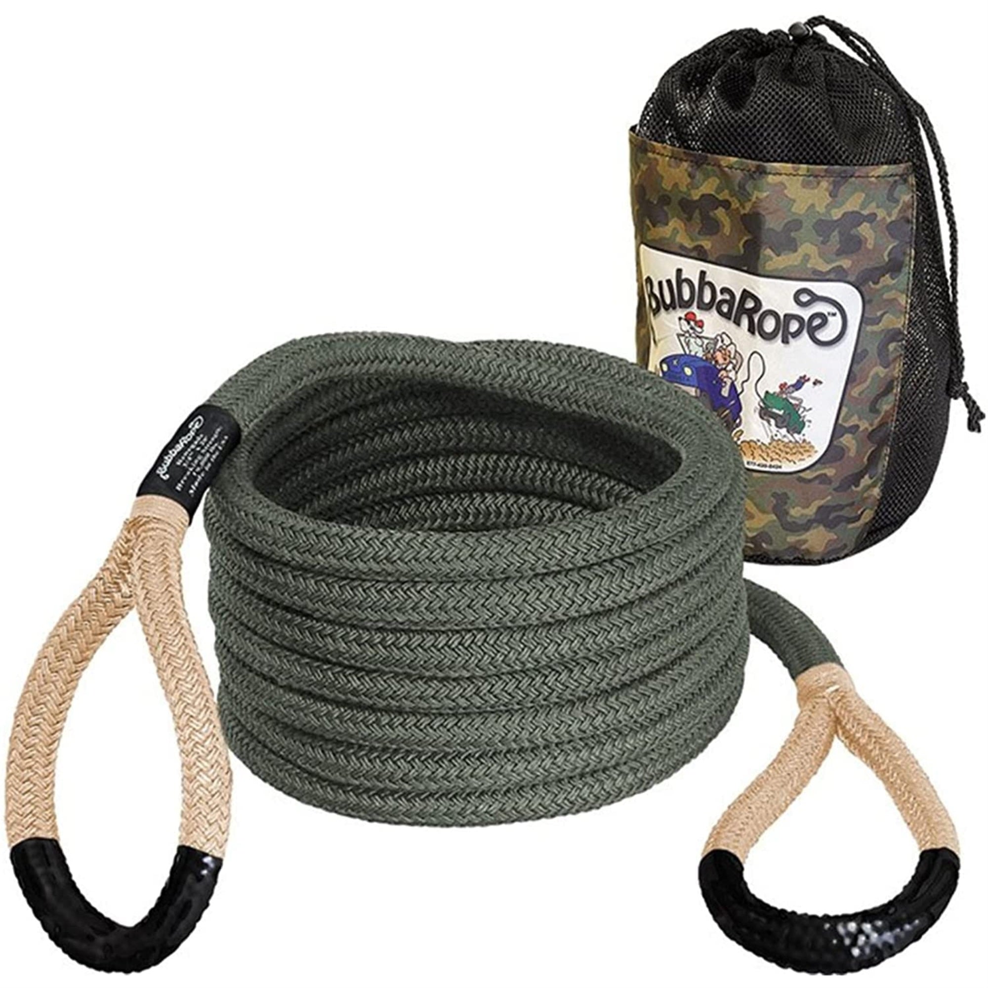 Rope Renegade 176655Bkg Off-Road Power Stretch Kinetic Kit 3/4' X 20' Recovery Rope With Breaking Strength Of 19000 In Tane / Green Accessory Ideal For Recovery And Towing Stuck Vehicles