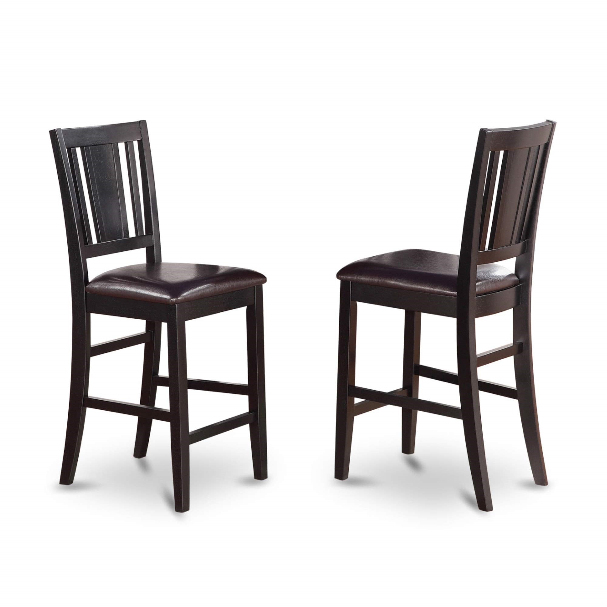 Casafoyer Set Of 2 Kitchen Chairs, Upholstered Seat, Black Finish - Modern Design, Premium Faux Leather, Solid Wood Structure - Ideal For Dining Area, Comfortable And Stylish - 21X17X42